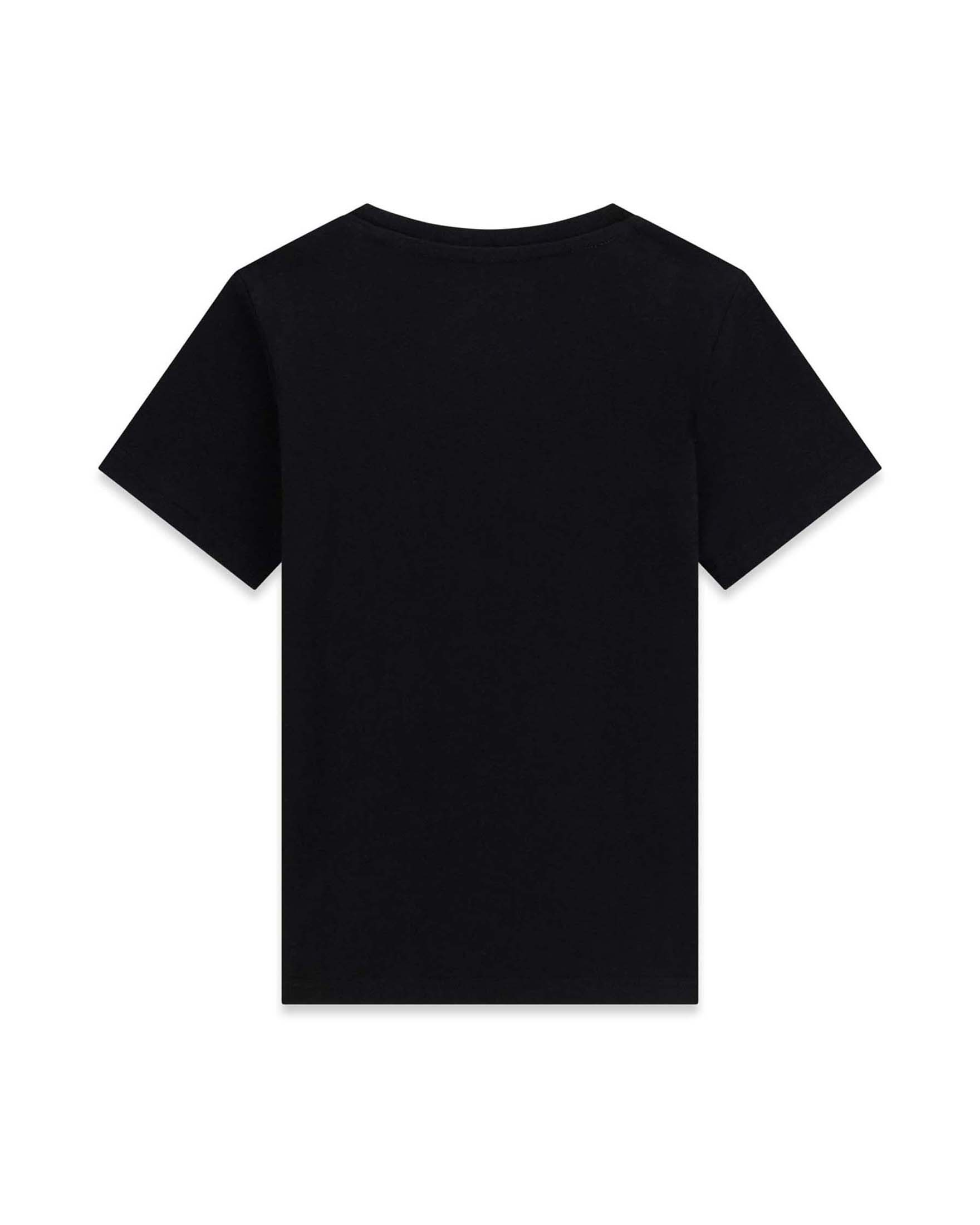 T-shirt mezza manica Guess nera in cotone con stampa logo triangolo image