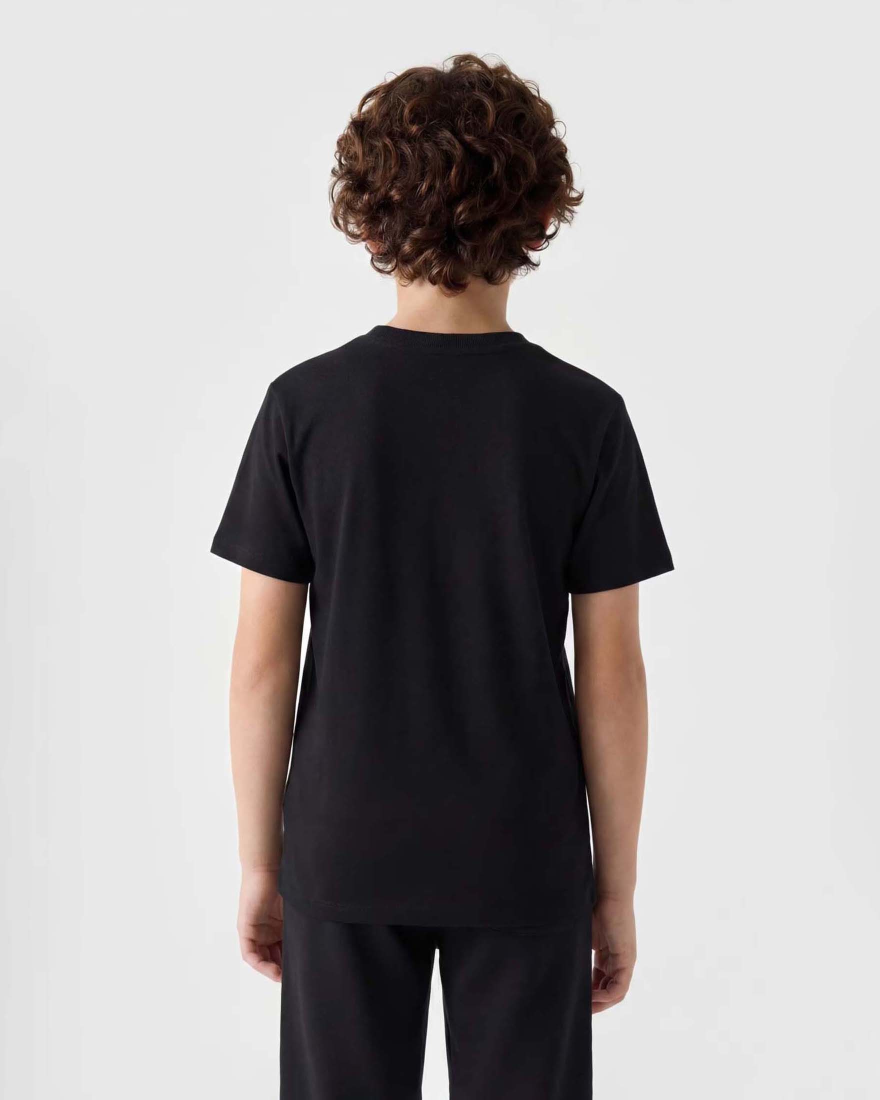 T-shirt mezza manica Guess Kids nera in cotone con stampa logo image