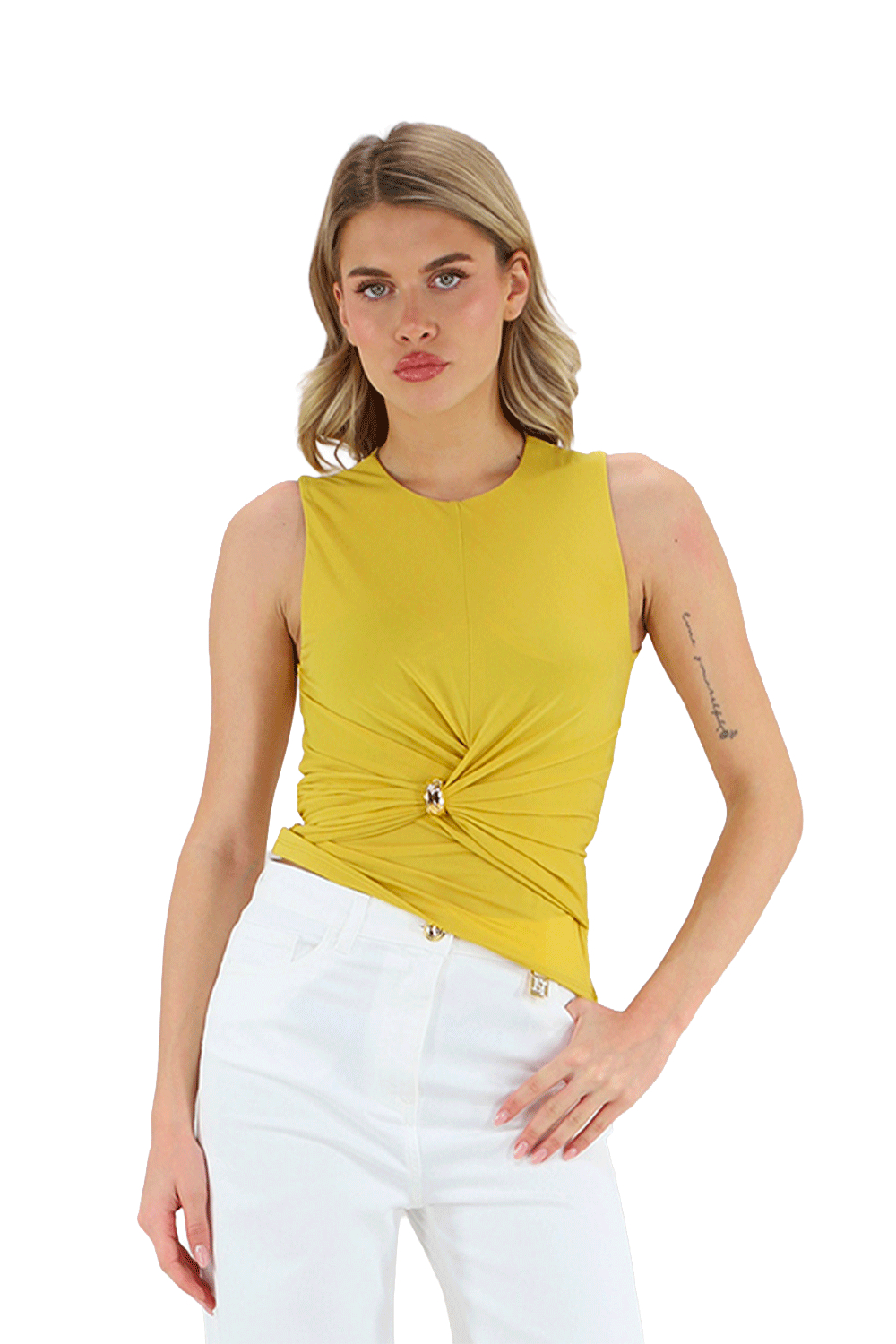 Top in Jersey con Dettaglio Gioiello
