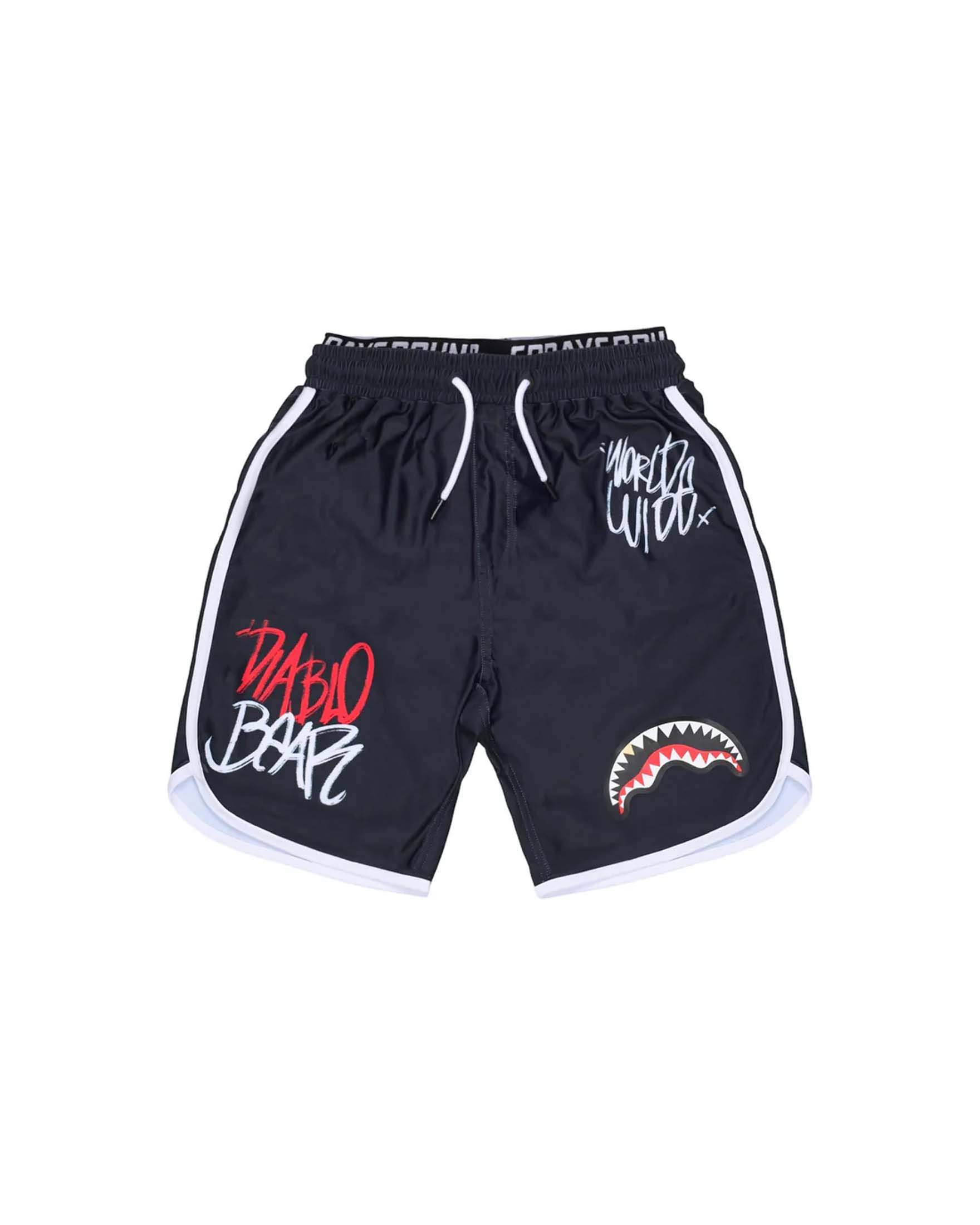 Boxer Sprayground nero con graffiti bianchi e rossi