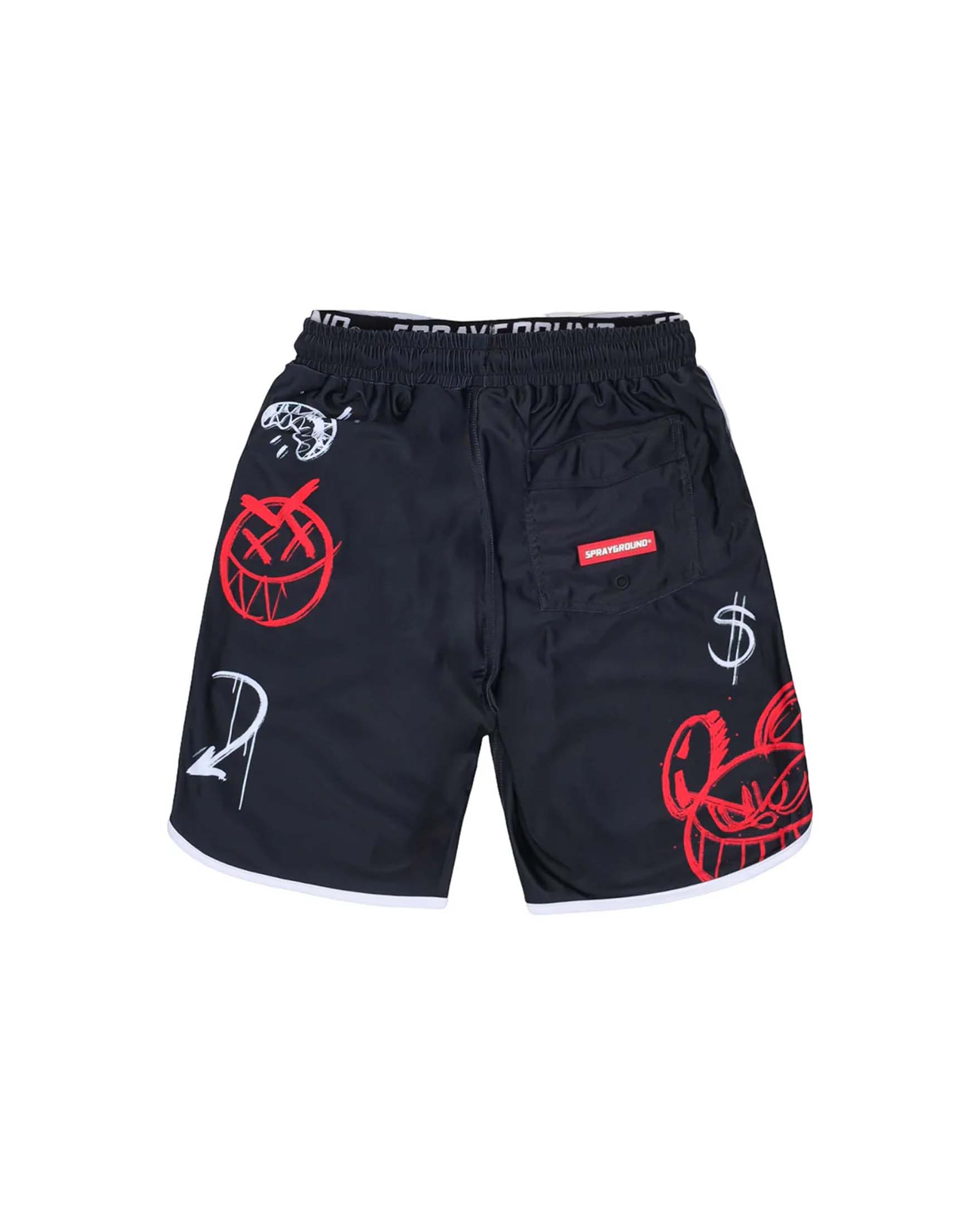 Boxer Sprayground nero con graffiti bianchi e rossi image