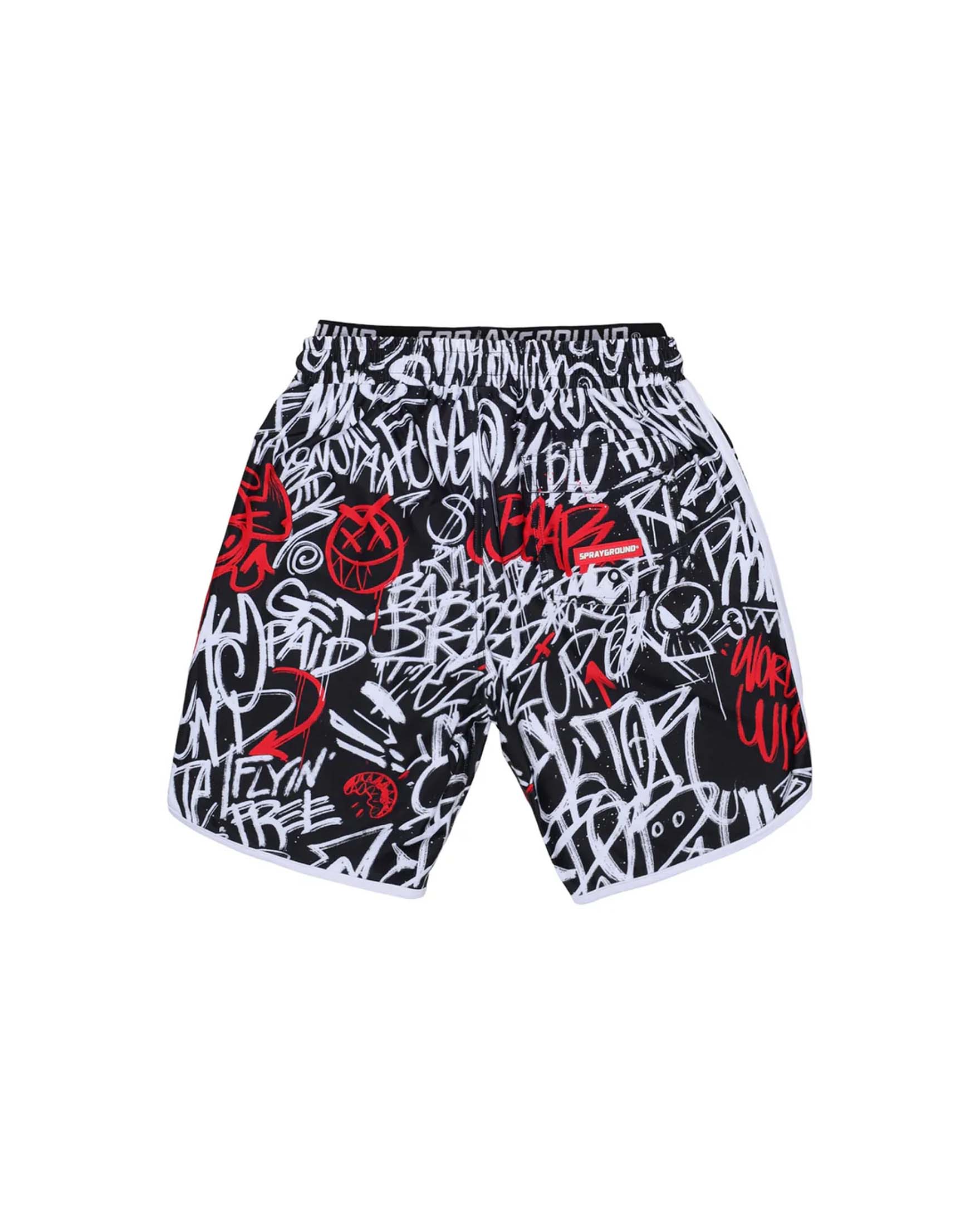 Boxer Sprayground nero con graffiti bianchi e rossi image