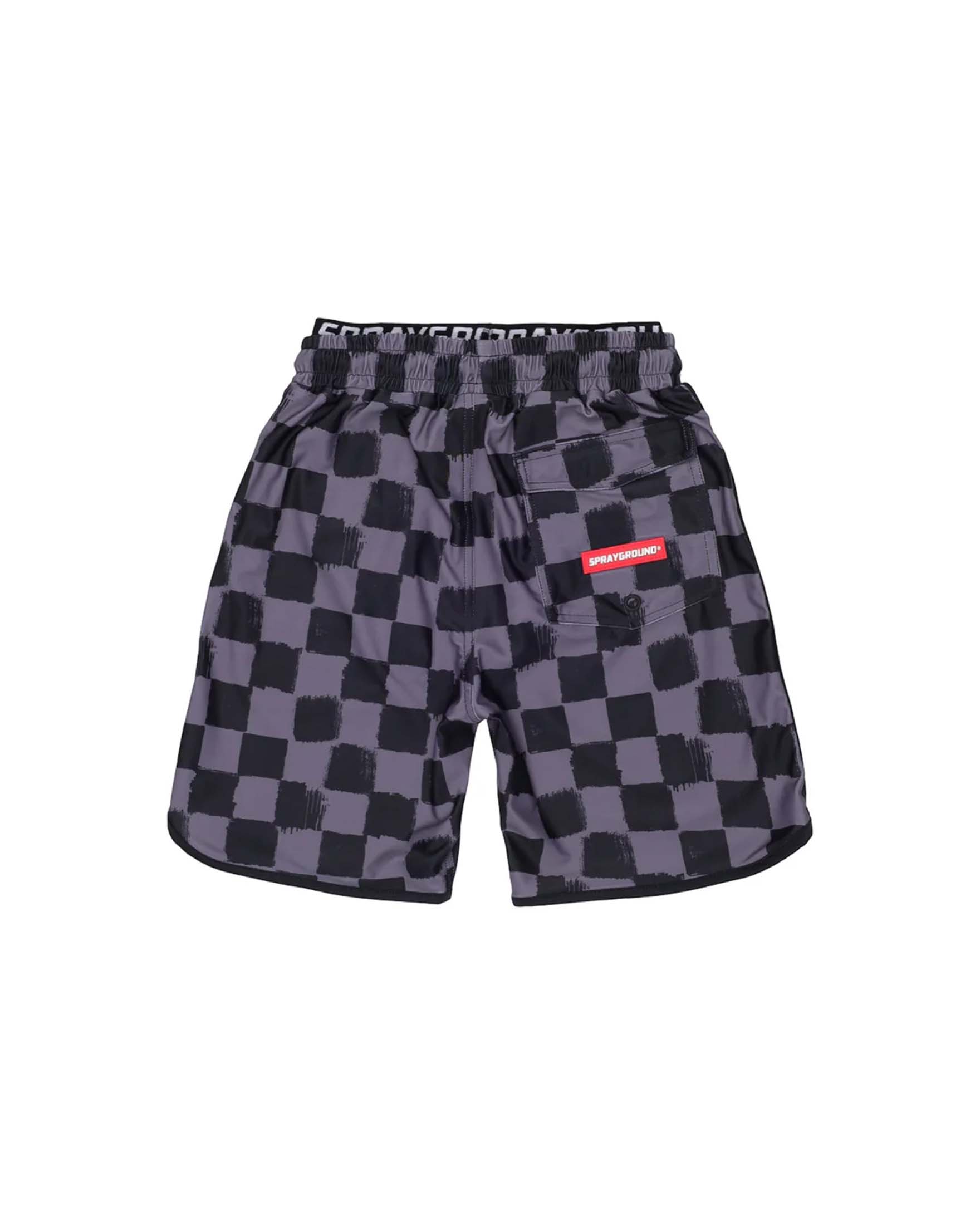 Boxer Sprayground nero e grigio in damier ed elastico logato image
