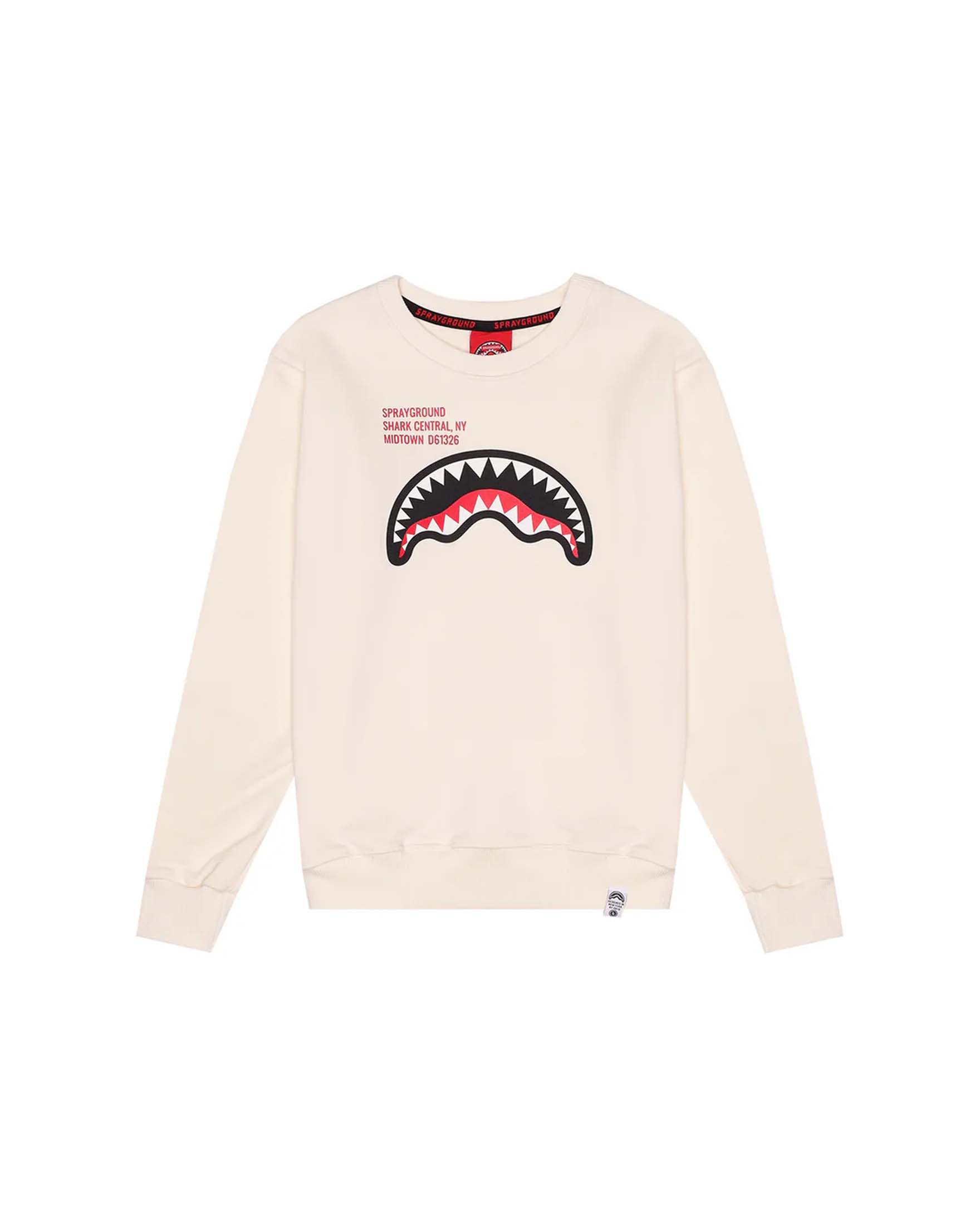 Felpa avorio Sprayground in puro cotone con patch logo frontale