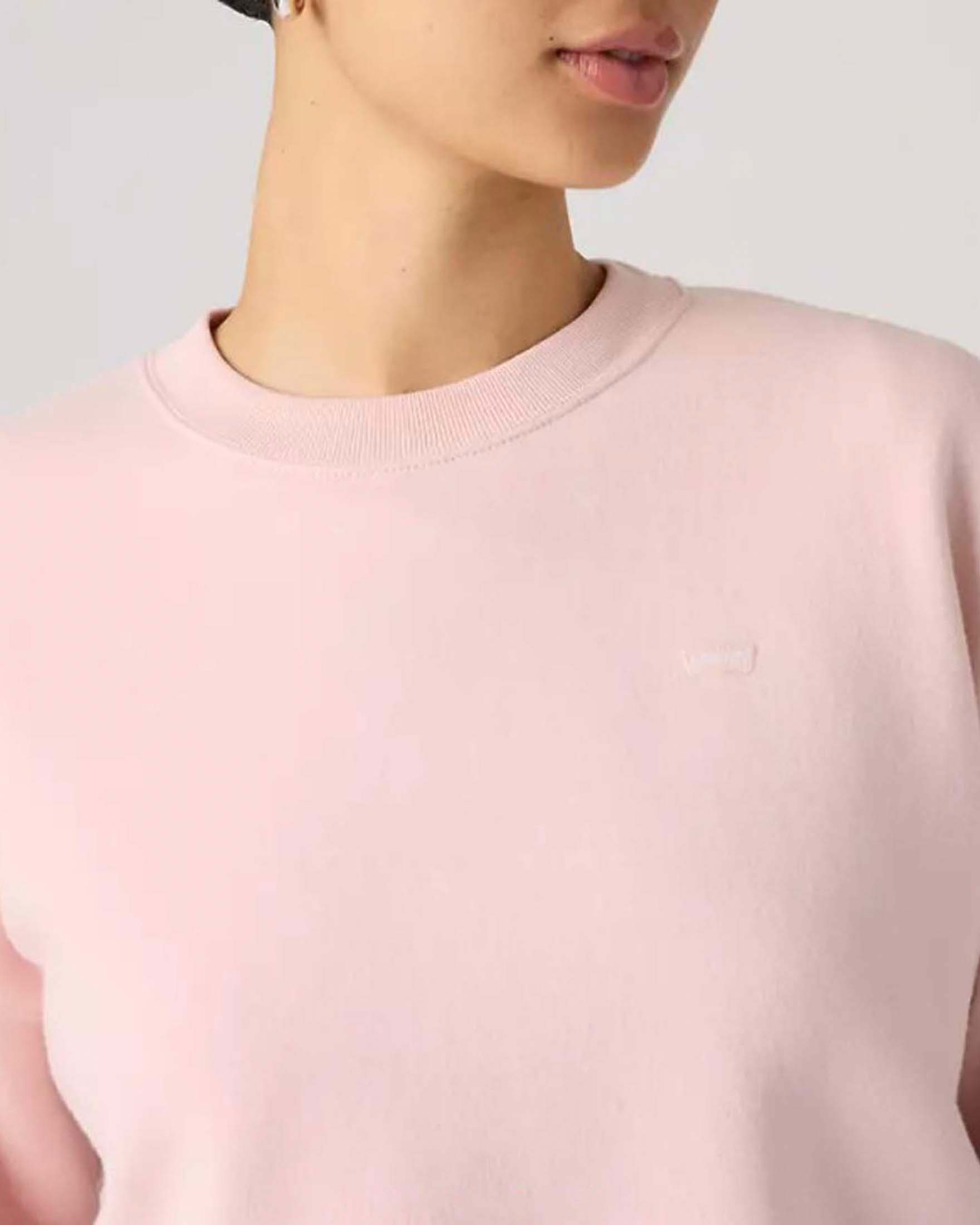 Felpa girocollo Levi's rosa in misto cotone con interno garzato image
