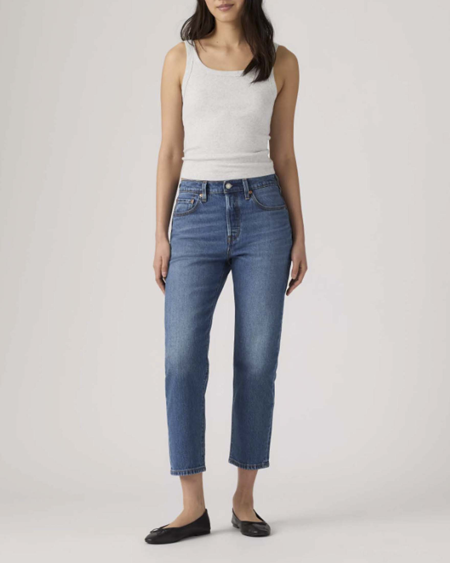 Jeans 501 Crop Levi's lavaggio stonewash in cotone