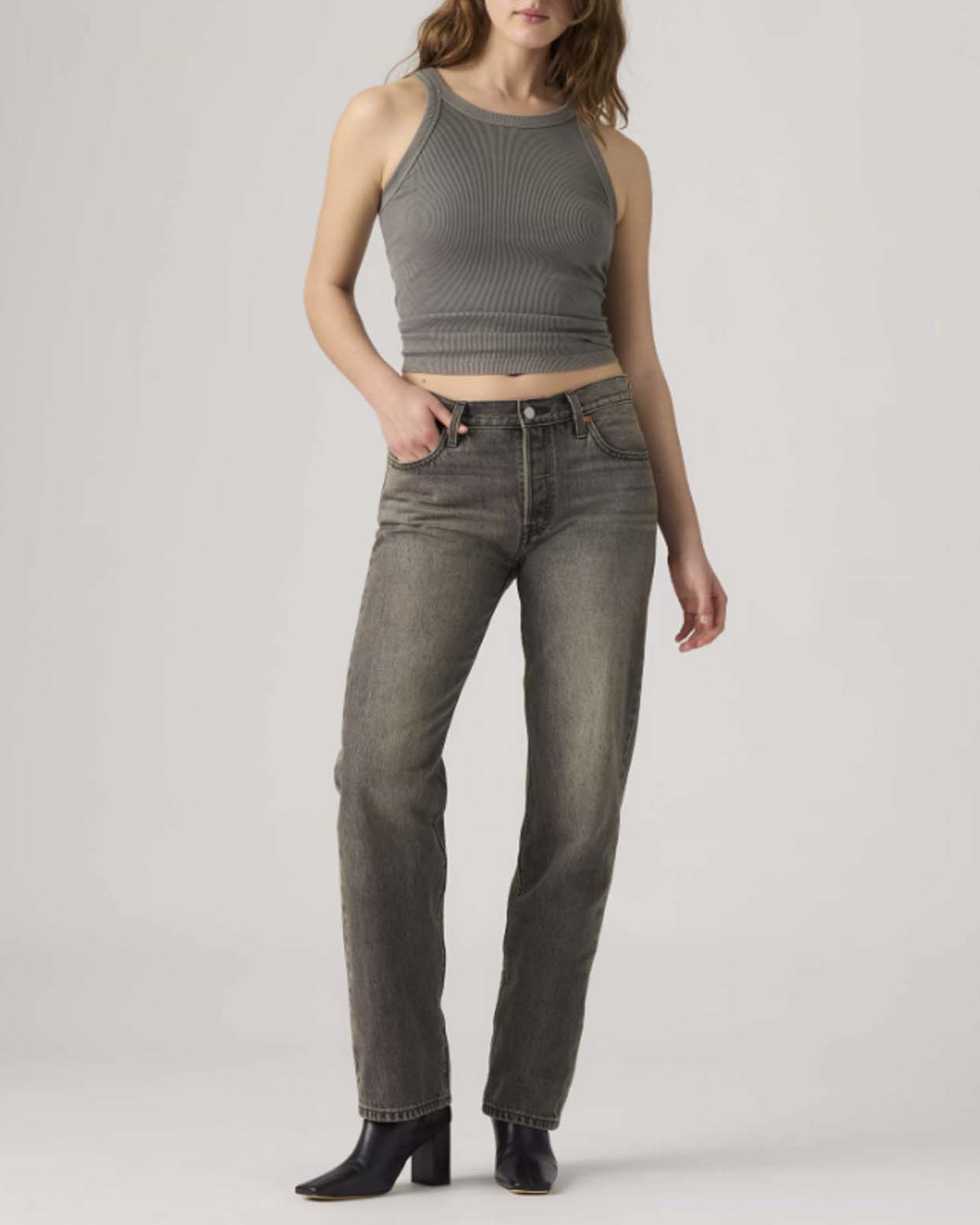 Jeans 501 ’90s Levi's grigi a vita media in denim di cotone