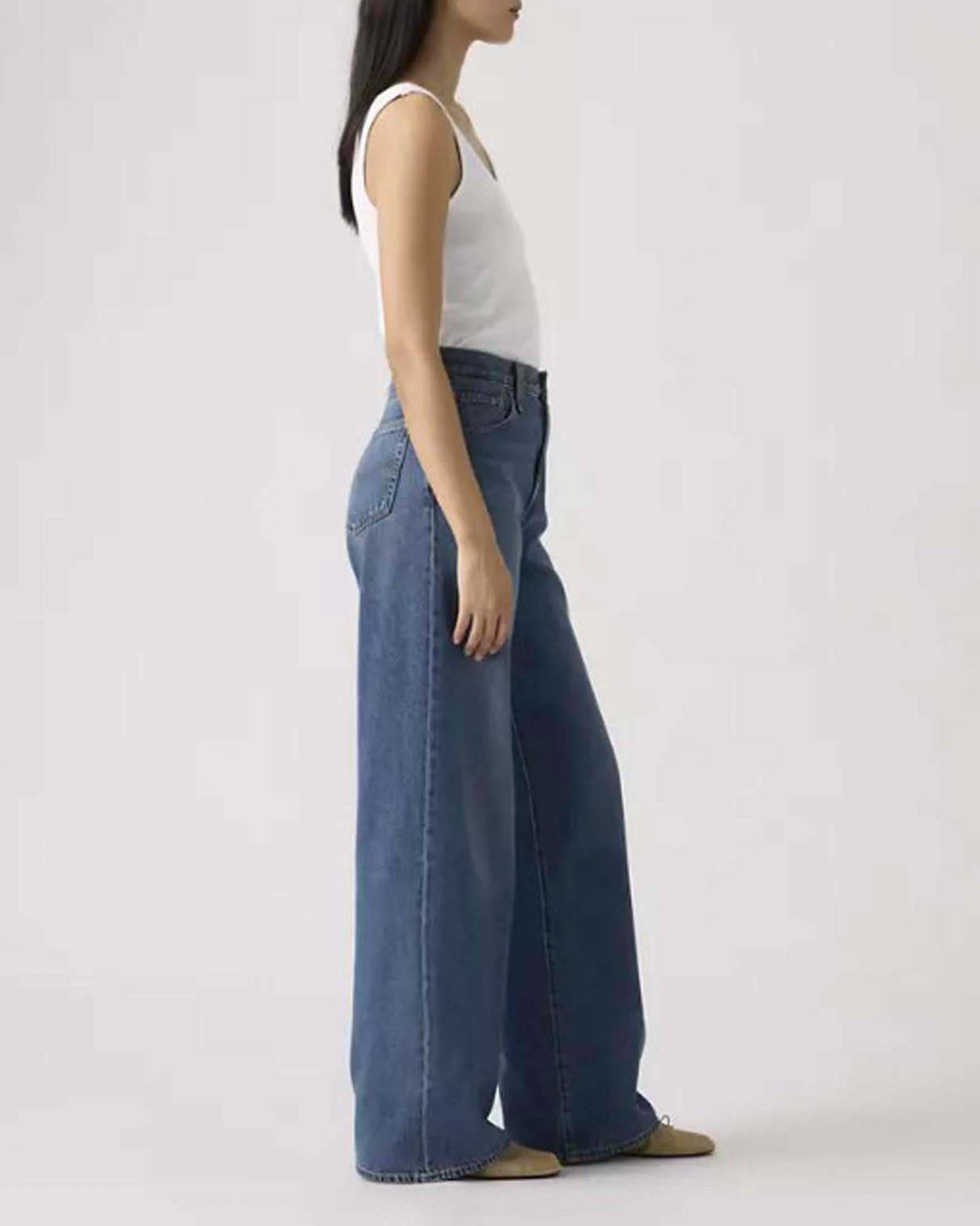 Jeans Cinch Wide Leg Levi's lavaggio stonewash a vita alta in cotone e tencel image