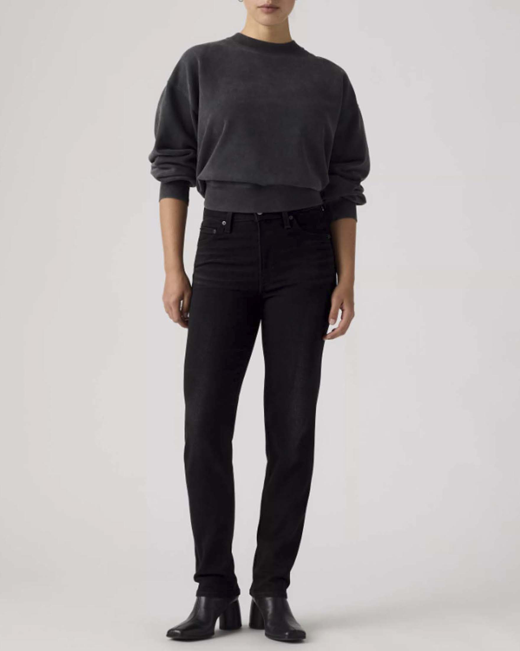 Jeans 722 High Rise Slim Levi's neri in denim stretch di cotone e lyocell