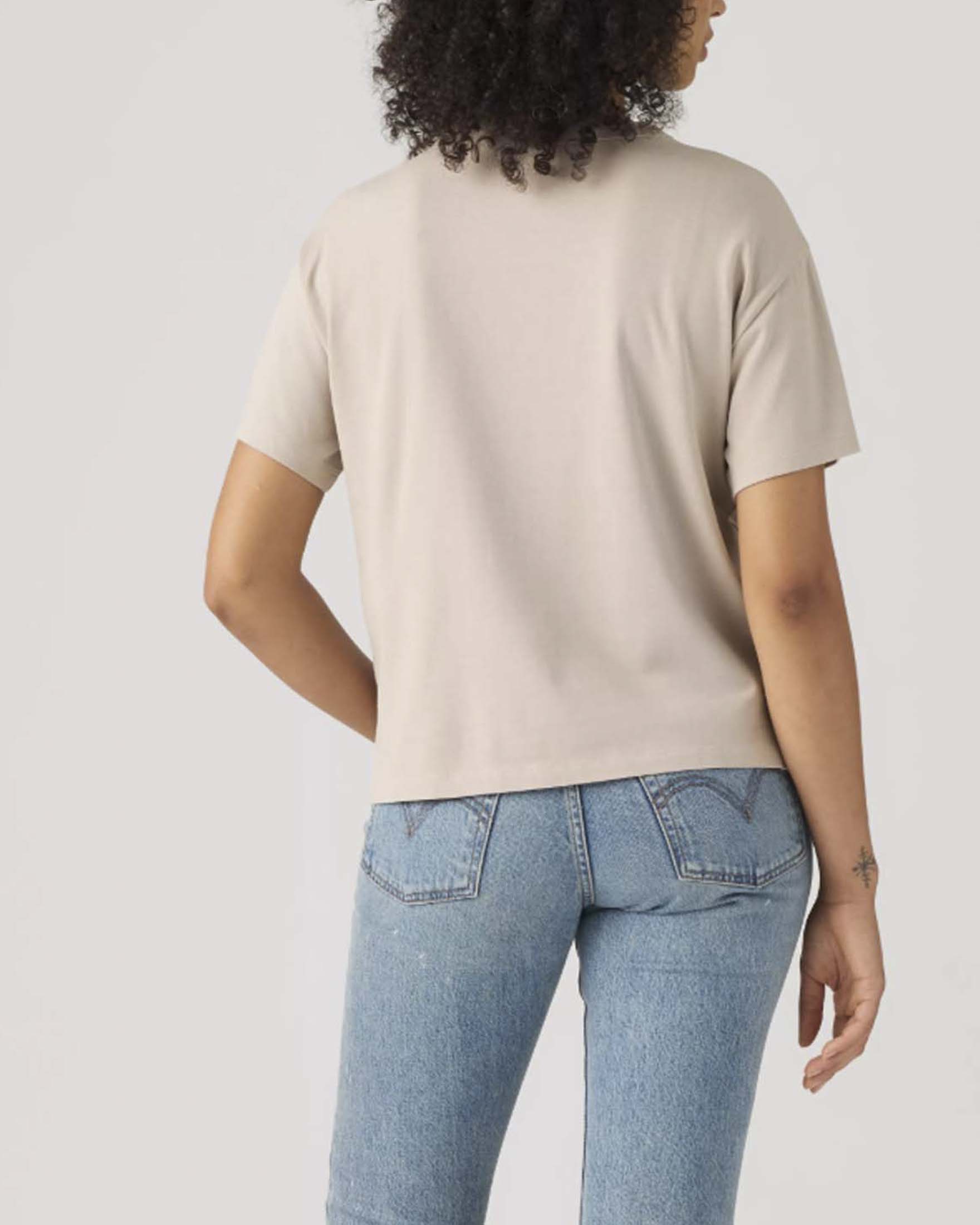 T-shirt GR Vintage Levi's beige in cotone pesante con scritta logo ricamata tono su tono image