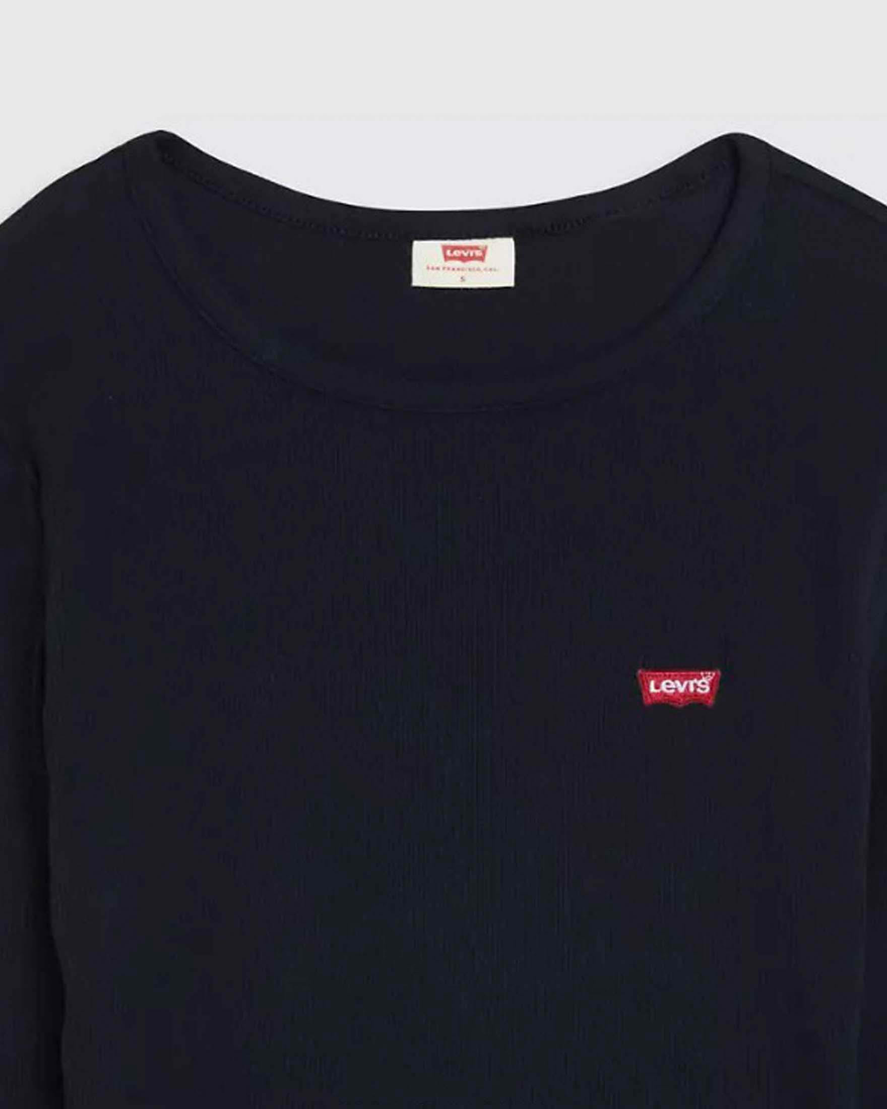 T-shirt slim a maniche lunghe Hayes Levi's nera in cotone stretch a coste con logo Red Tab ricamato image