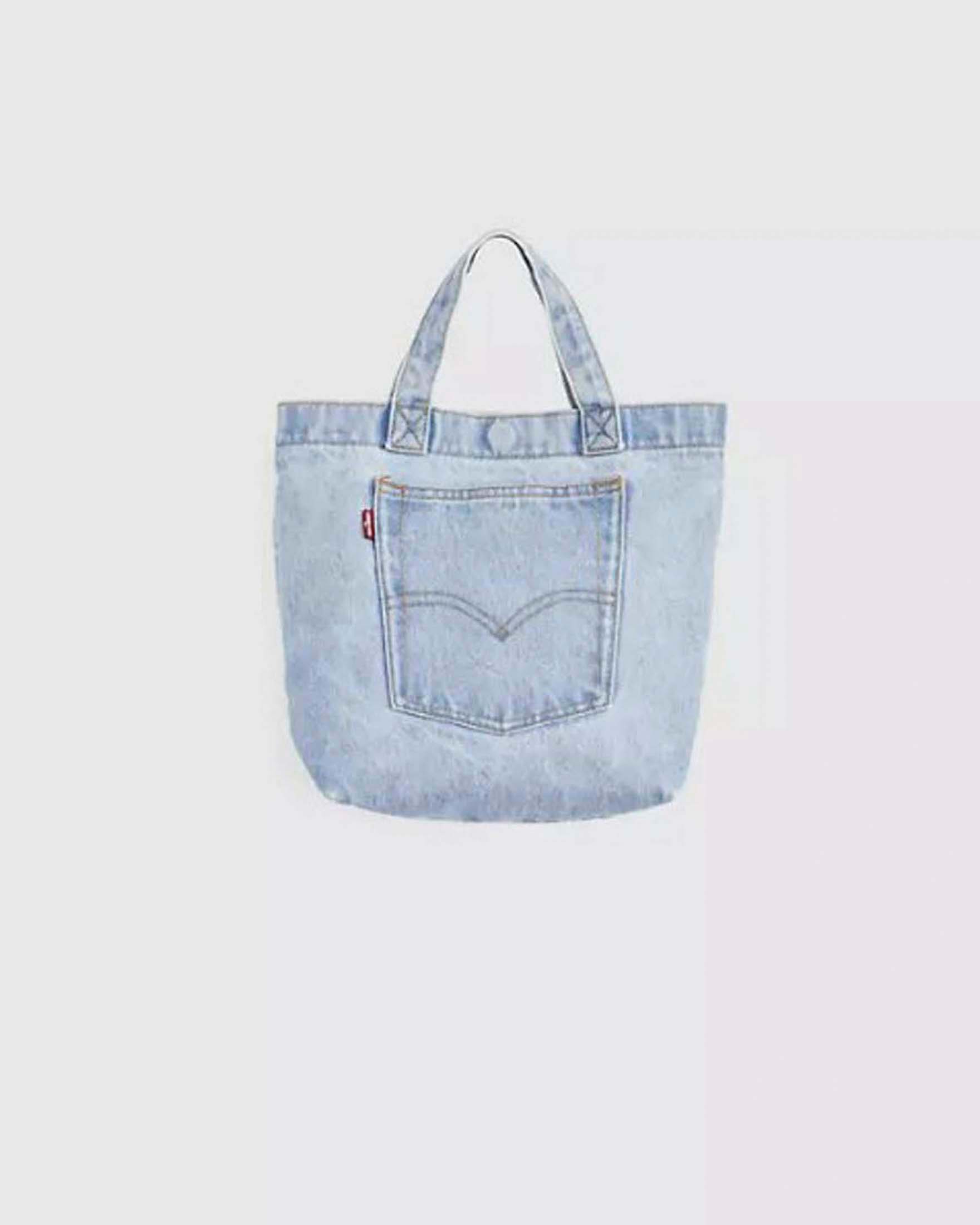 Mini Tote Levi's super stonewash in cotone con tasca e logo Red Tab