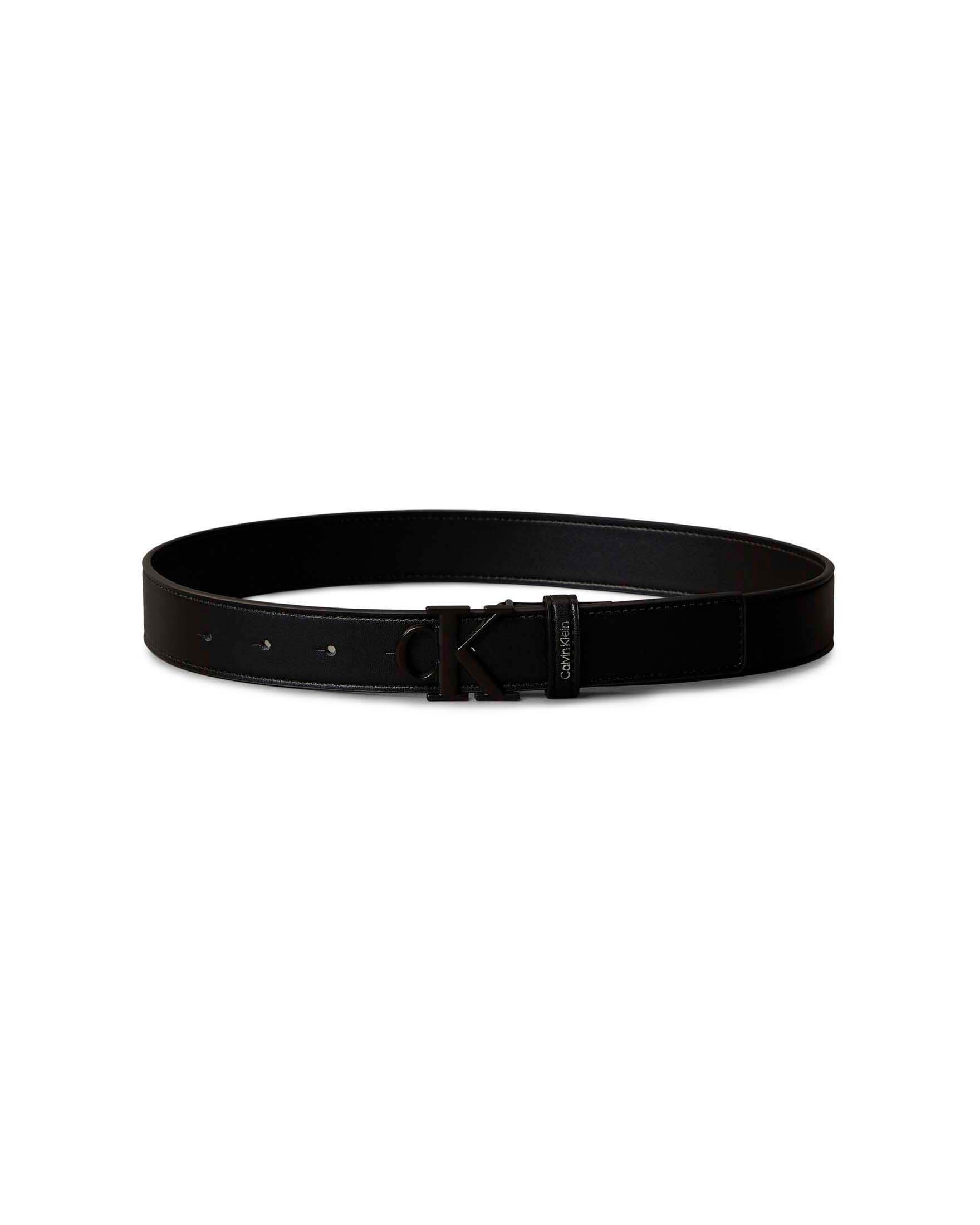 Cintura nera Calvin Klein in ecopelle con fibbia con logo monogram