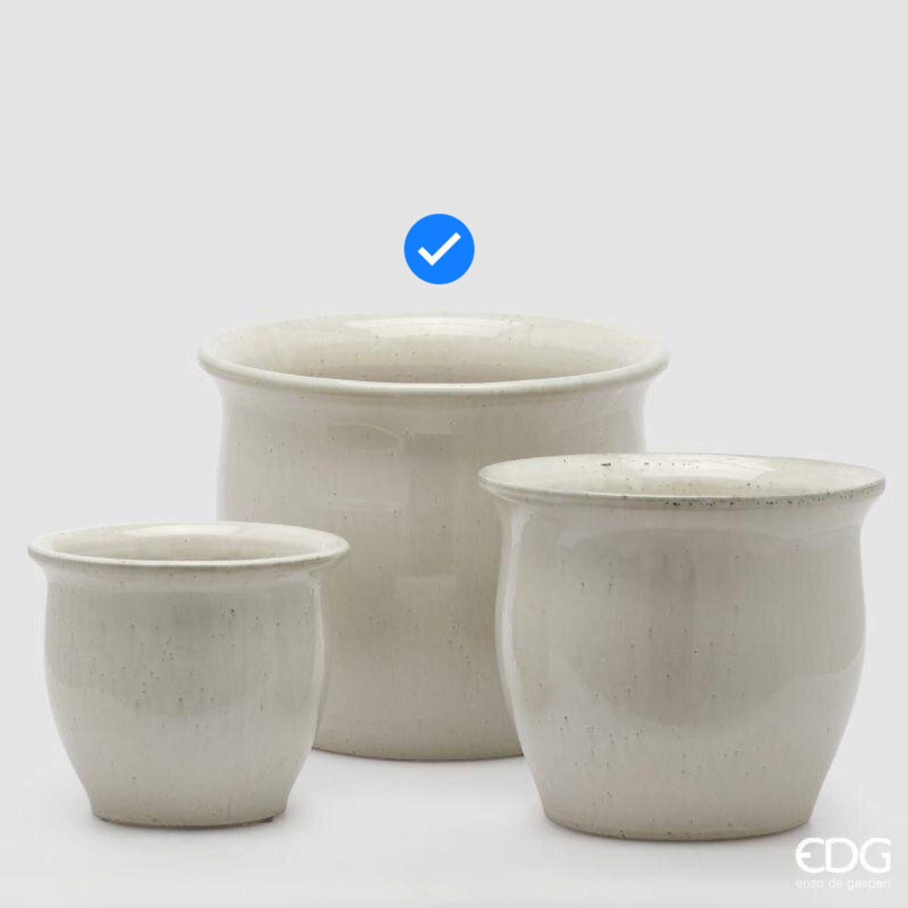 Vaso in Ceramica Cachepot Bianco S3 M3 d.37 h.30 Edg