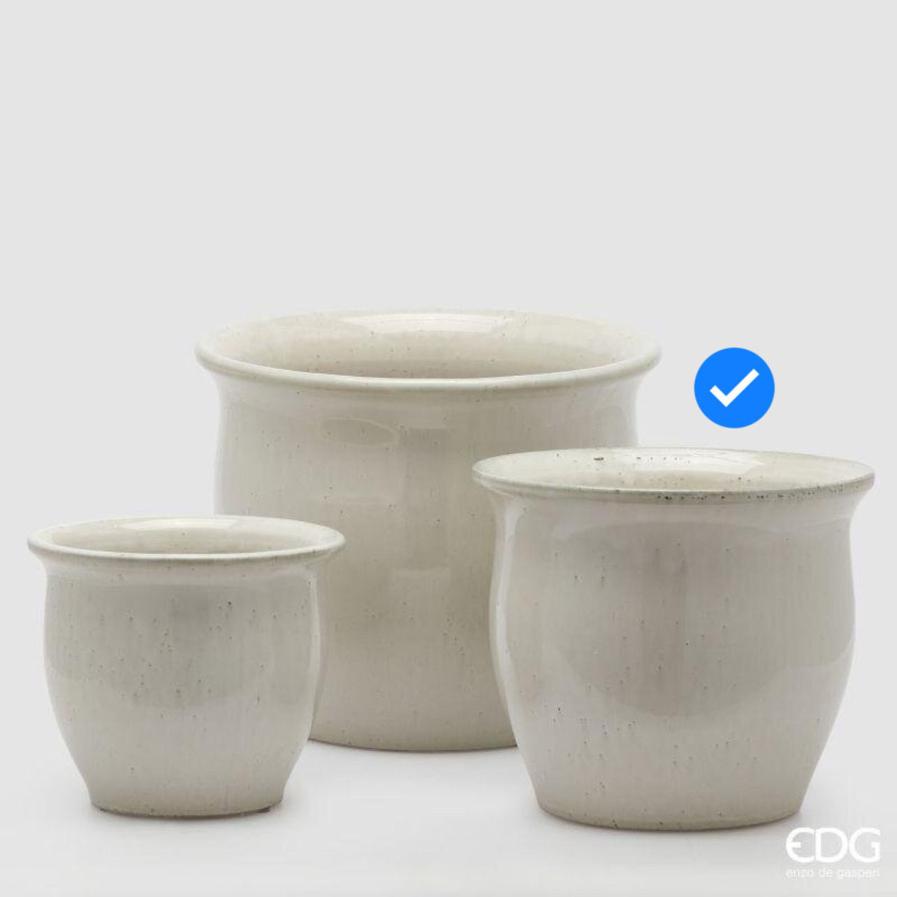 Vaso in Ceramica Cachepot Bianco S3 M2 d.30 h.25 Edg