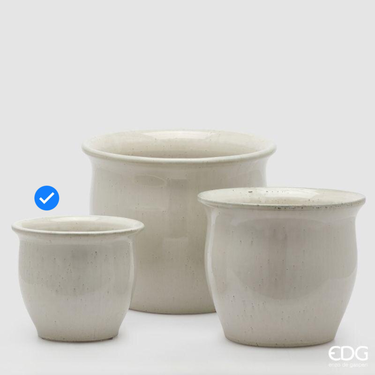 Vaso in Ceramica Cachepot Bianco S3 M1 d.23 h.20 Edg