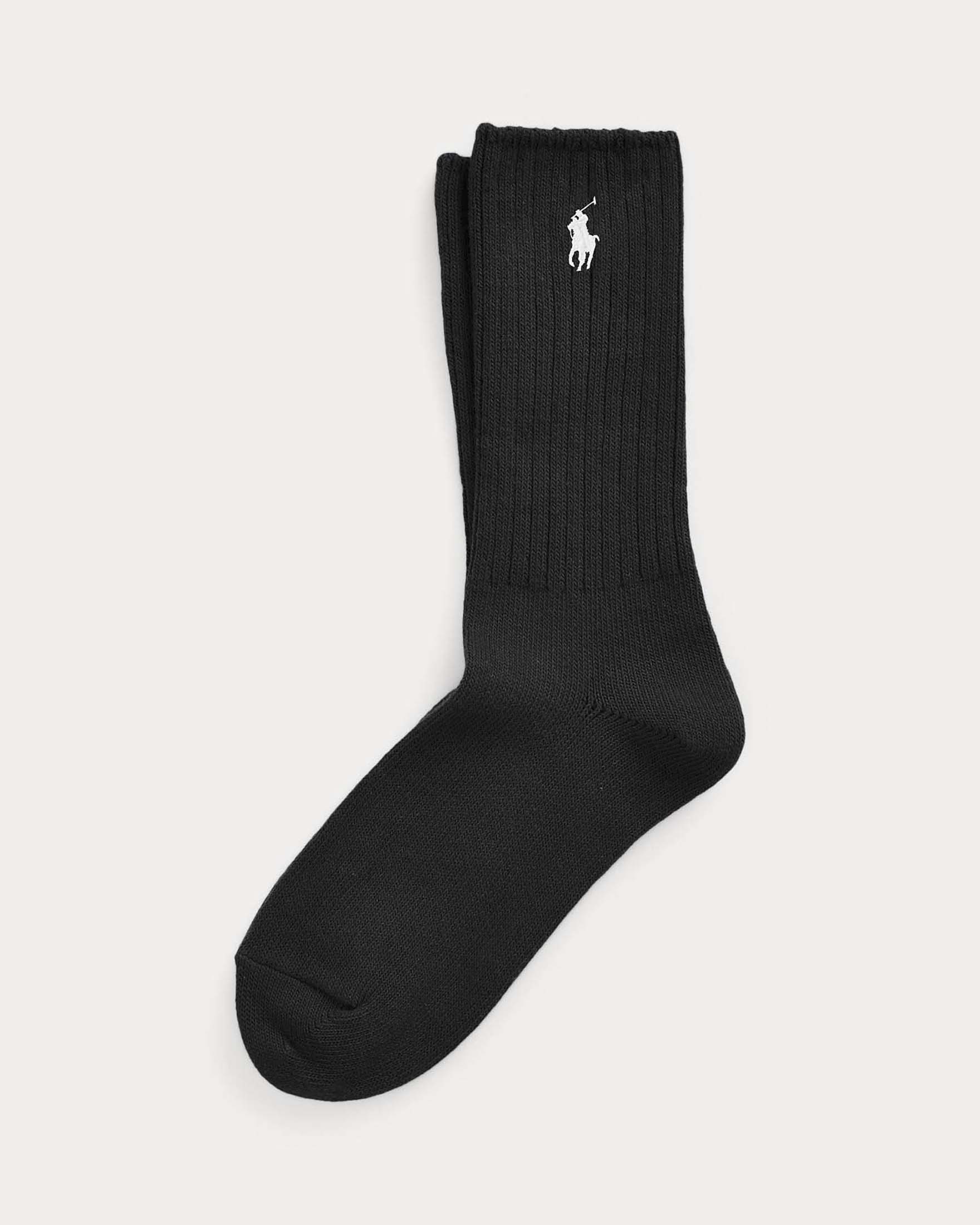 Calzini Polo Ralph Lauren neri in misto cotone a trecce con logo Pony ricamato