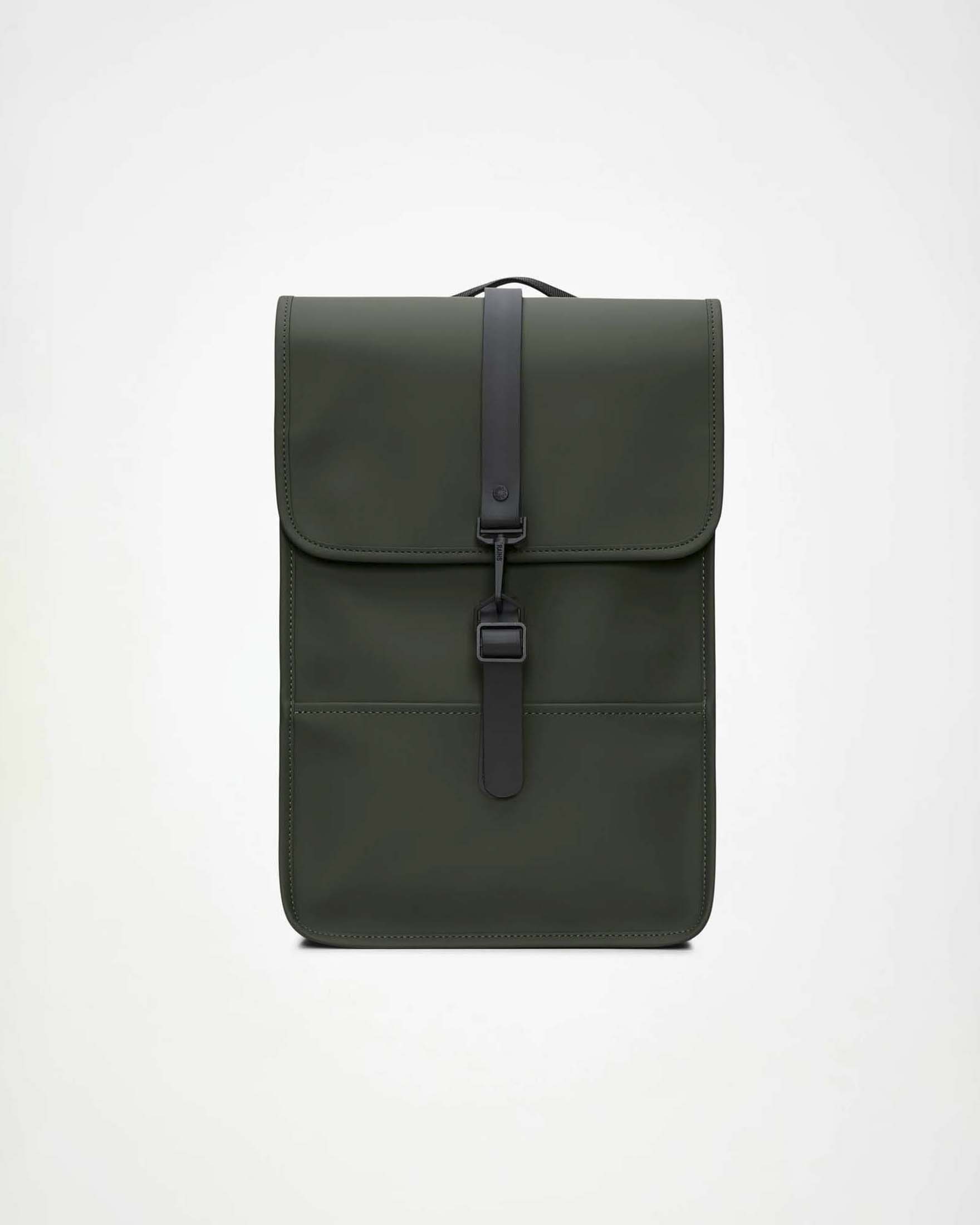 Puffed Backpack Mini Rains verde militare in tessuto impermeabile