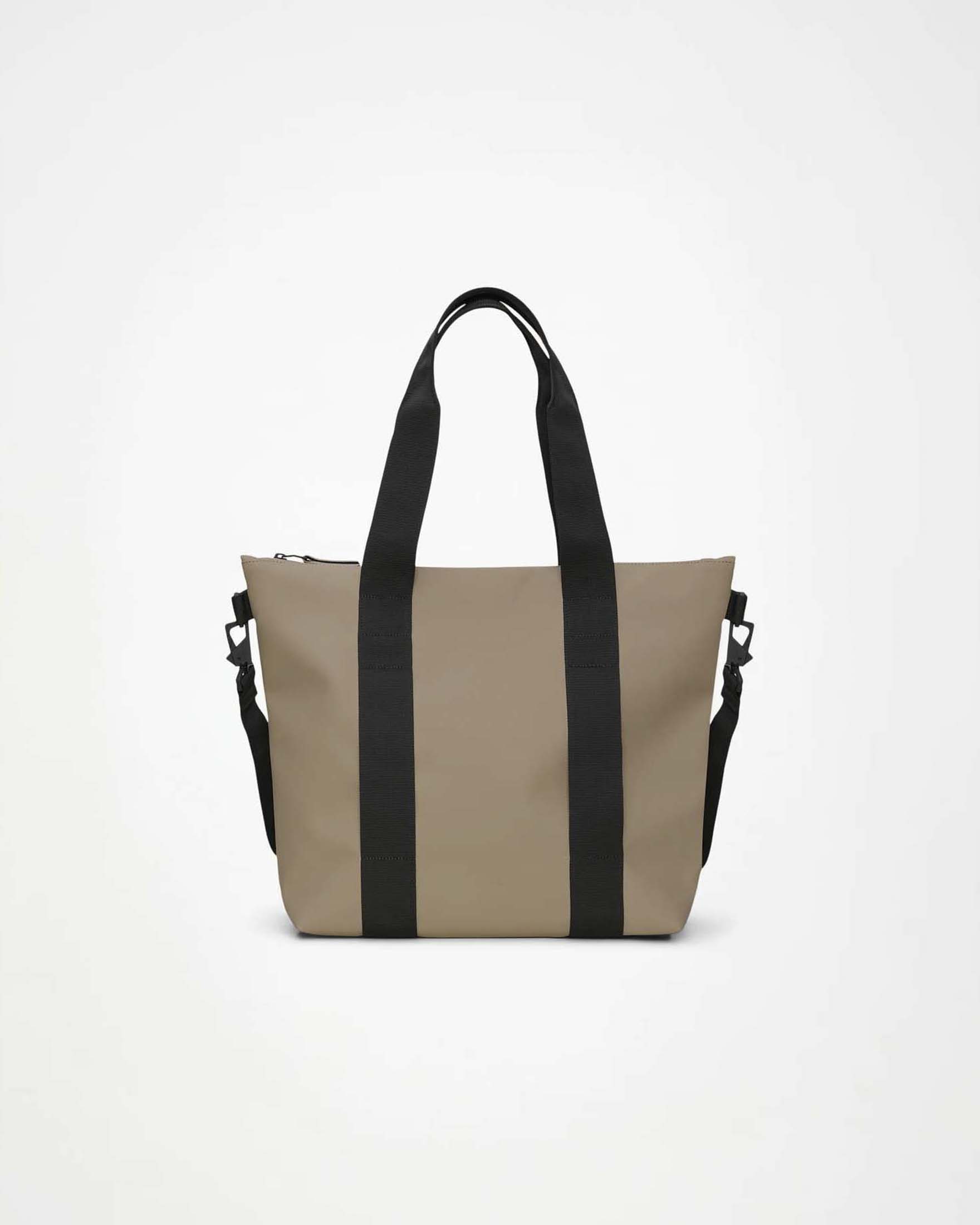 Rains — Tote Bag Mini Rains beige in tessuto impermeabile con chiusura a zip