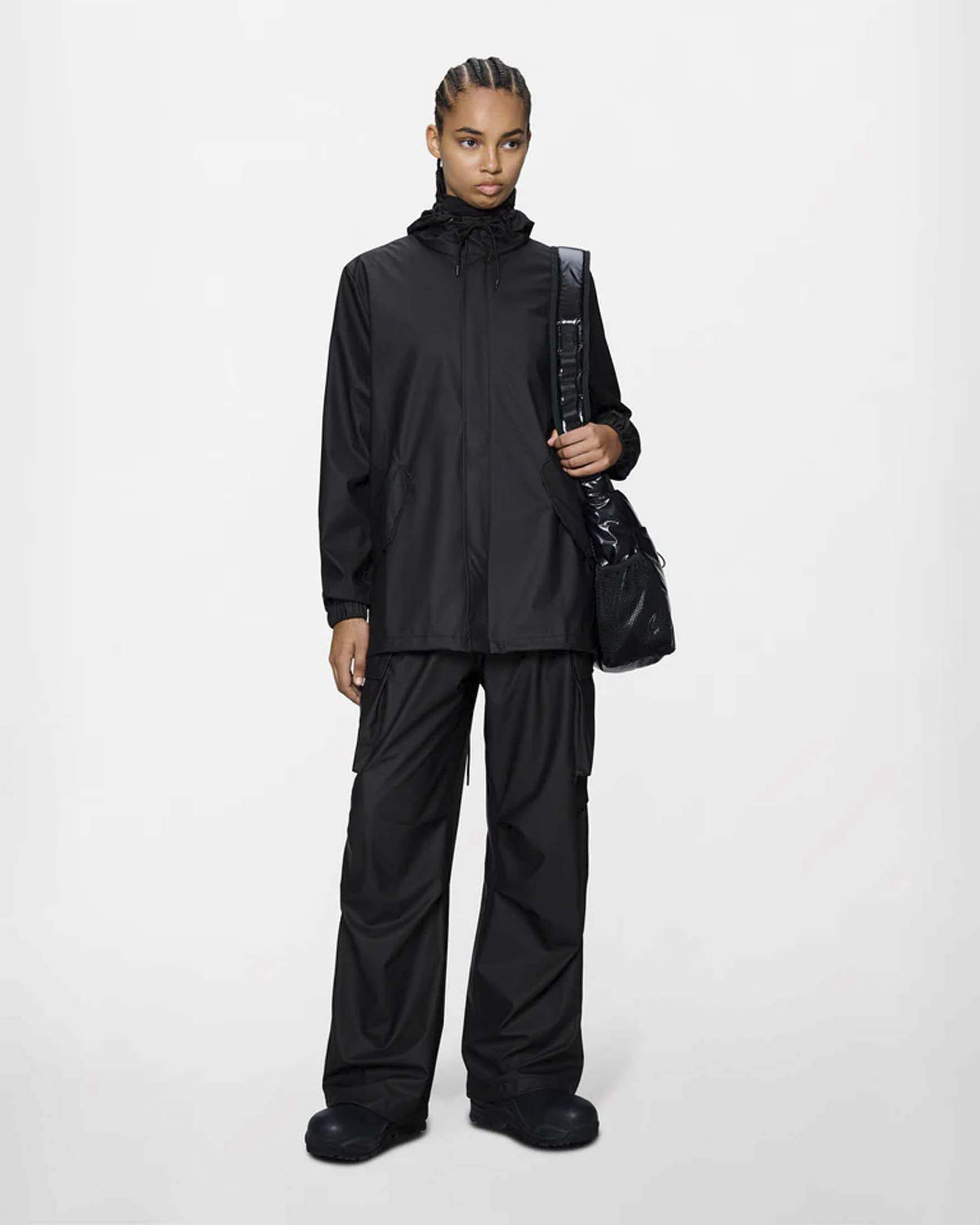 Rains — Giacca antipioggia Long Jacket Rains nera con abbottonatura a pressione frontale