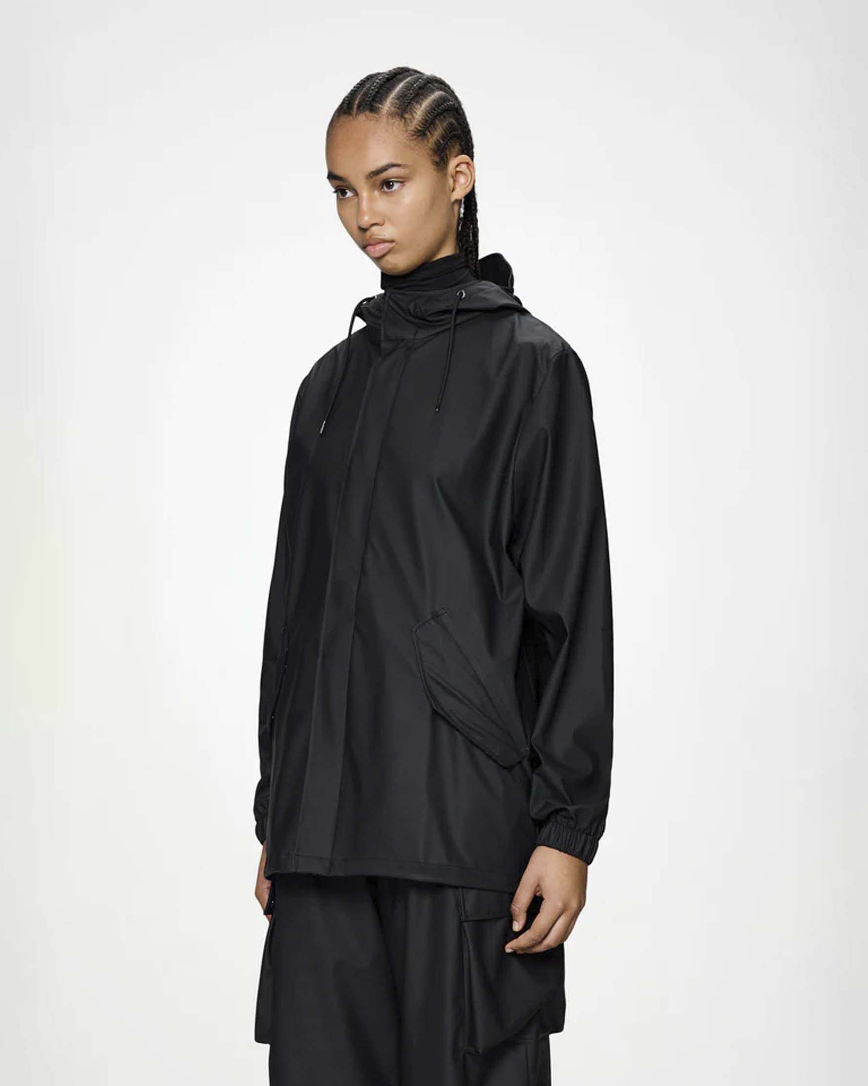 Giacca antipioggia Long Jacket Rains nera con abbottonatura a pressione frontale image