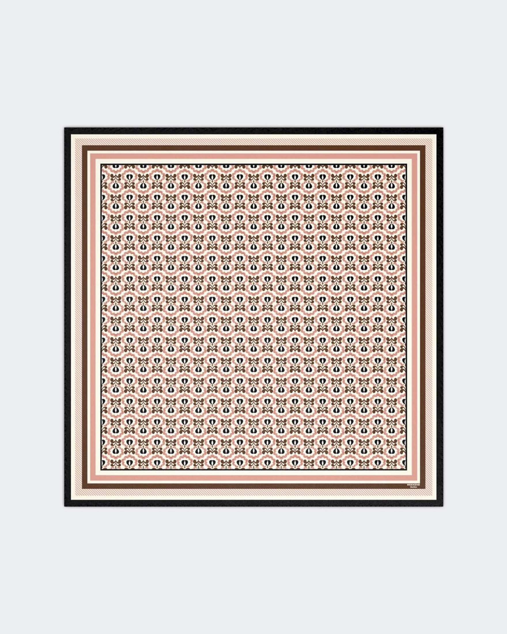 Foulard Weekend Max Mara in seta a stampa geometrica rosa e marrone