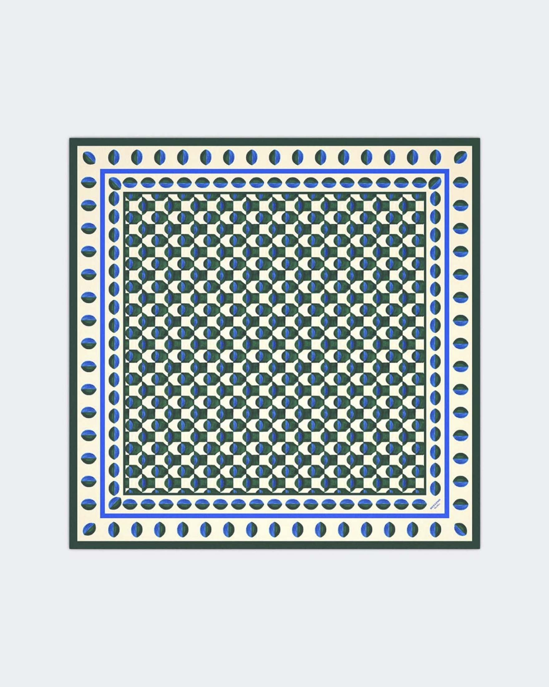 Foulard Weekend Max Mara in seta a stampa geometrica verde e blu