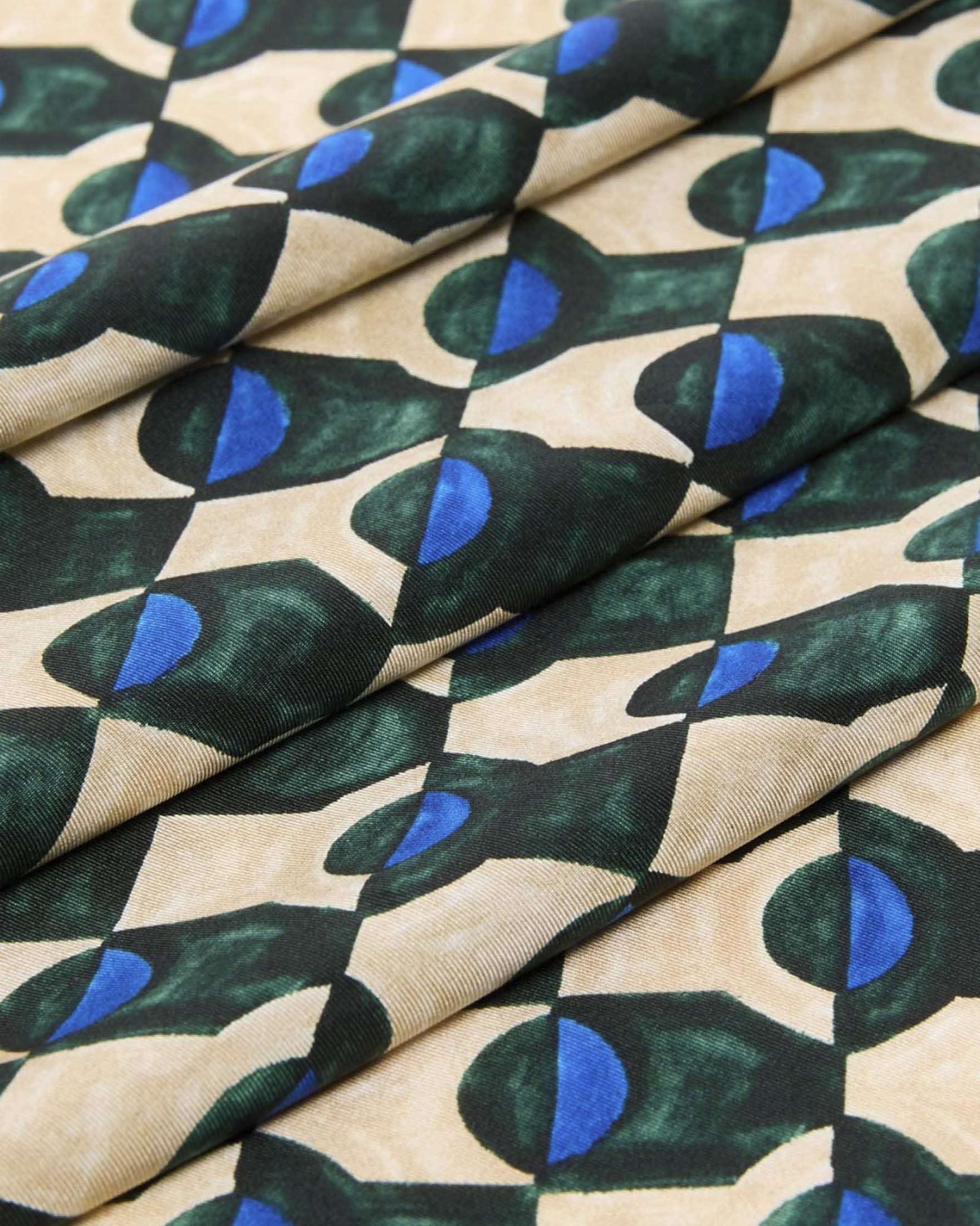 Foulard Weekend Max Mara in seta a stampa geometrica verde e blu image