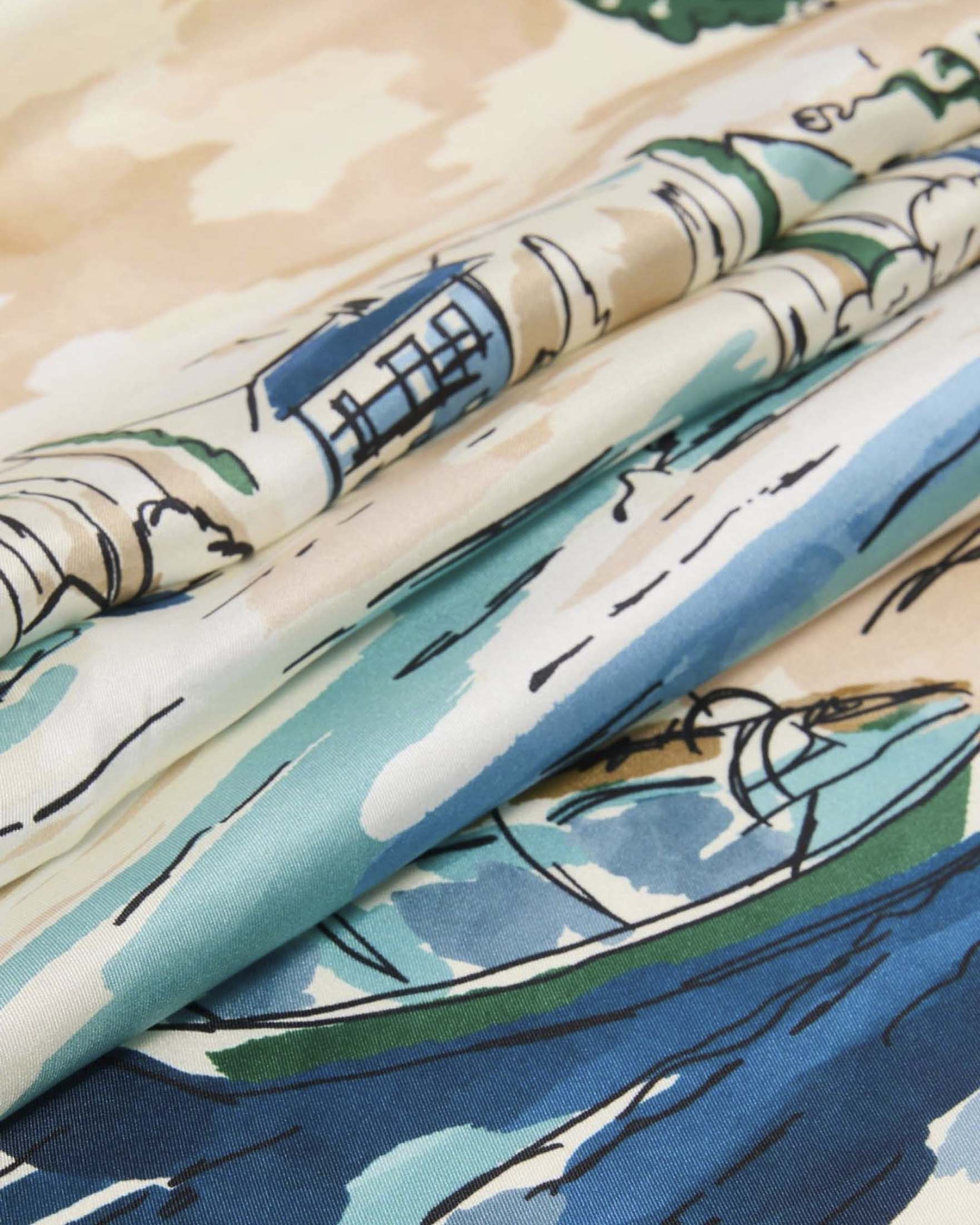Foulard Weekend Max Mara in seta beige a stampa paesaggio verde e blu China image