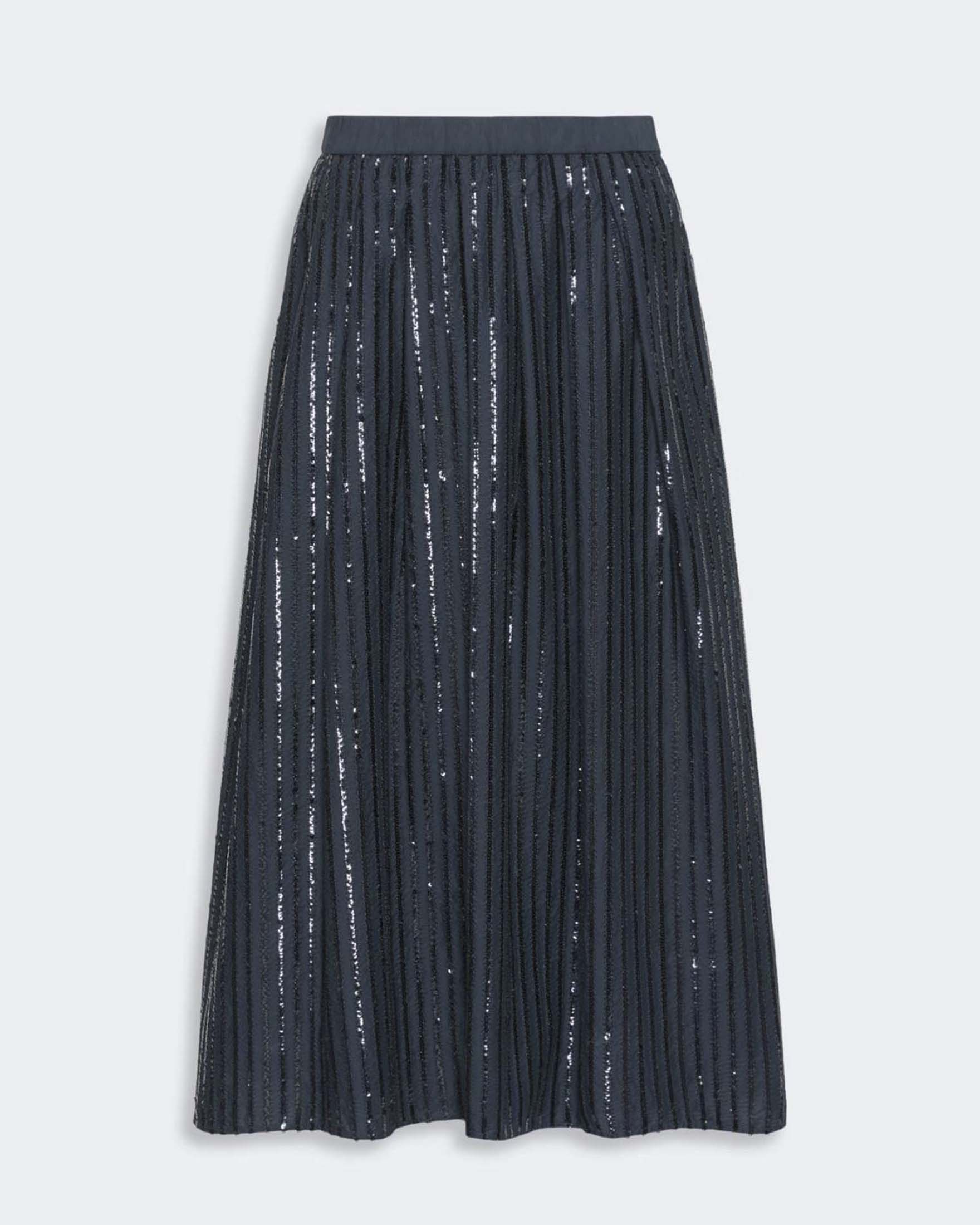 Gonna lunga Weekend Max Mara blu in popeline di cotone con paillettes ricamate image