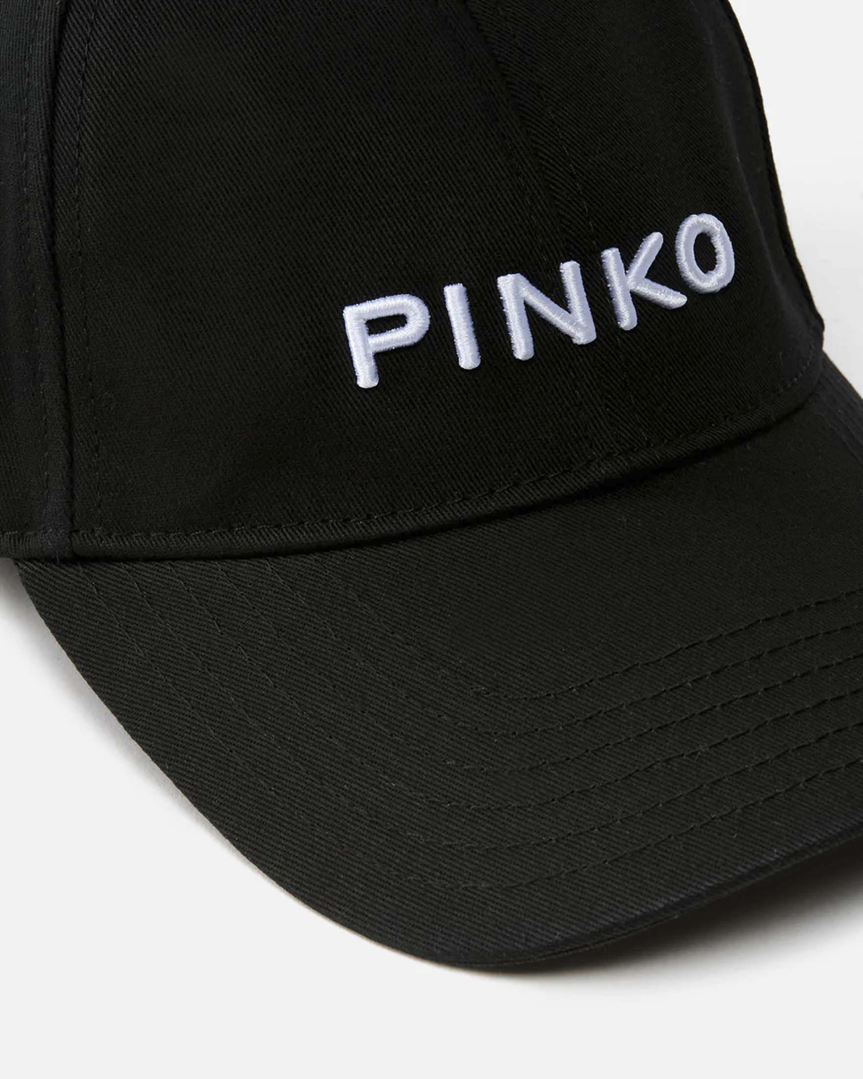 Cappello con visiera Pinko in puro cotone nero con logo lettering ricamato a contrasto image