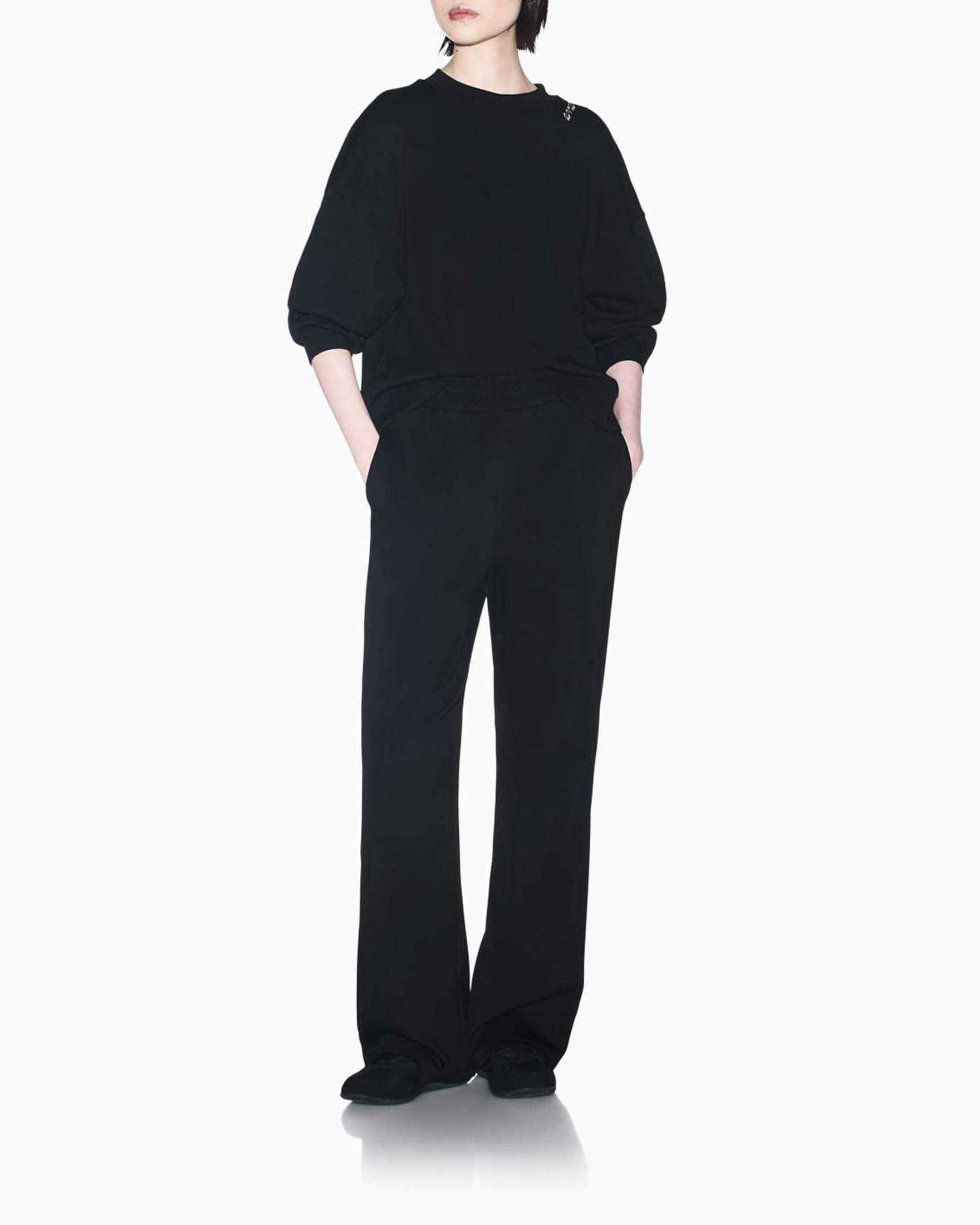Pantaloni joggers Armani Exchange neri in tessuto scuba stretch con baschina