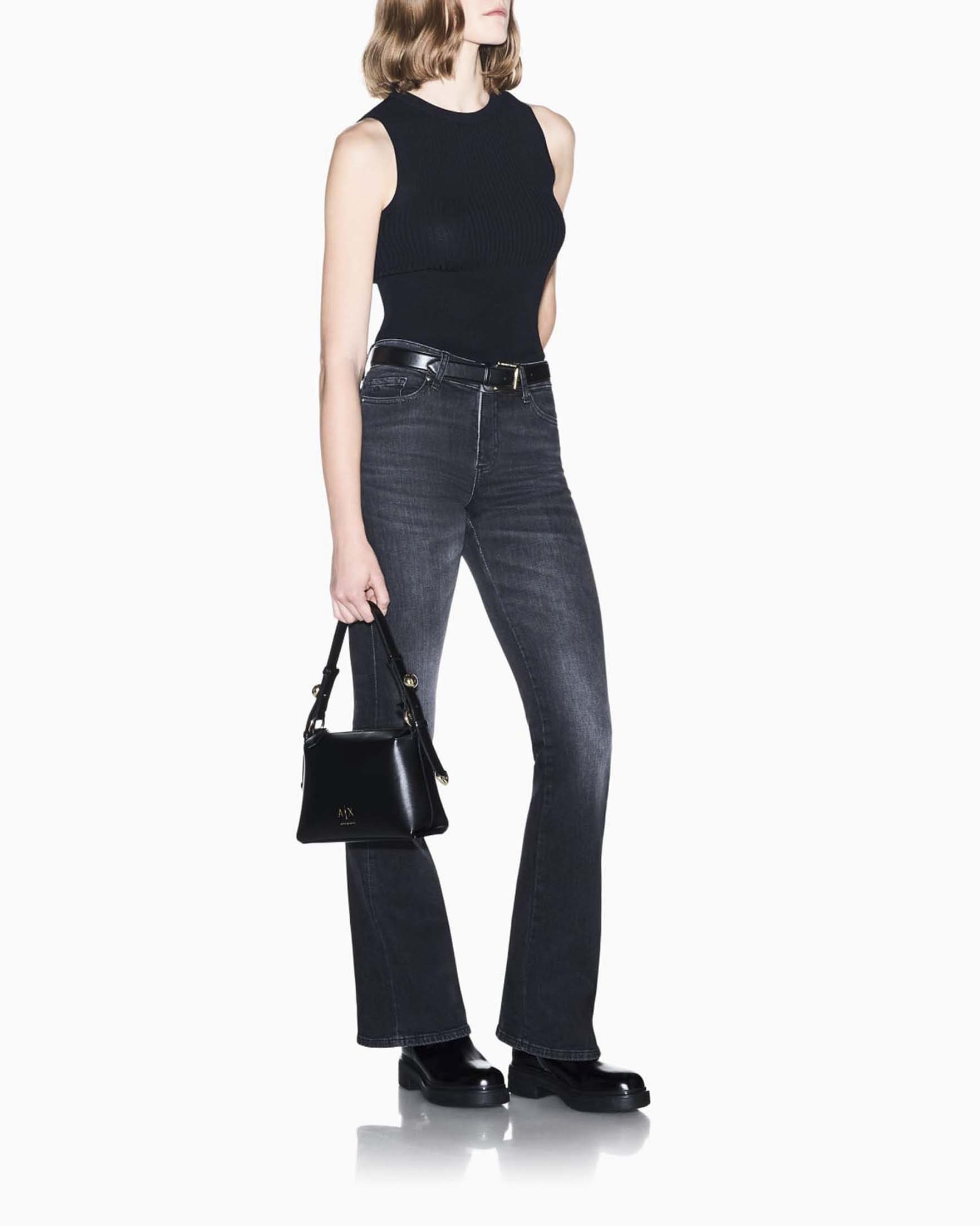 Jeans flare a vita alta Armani Exchange grigi in denim ultra stretch