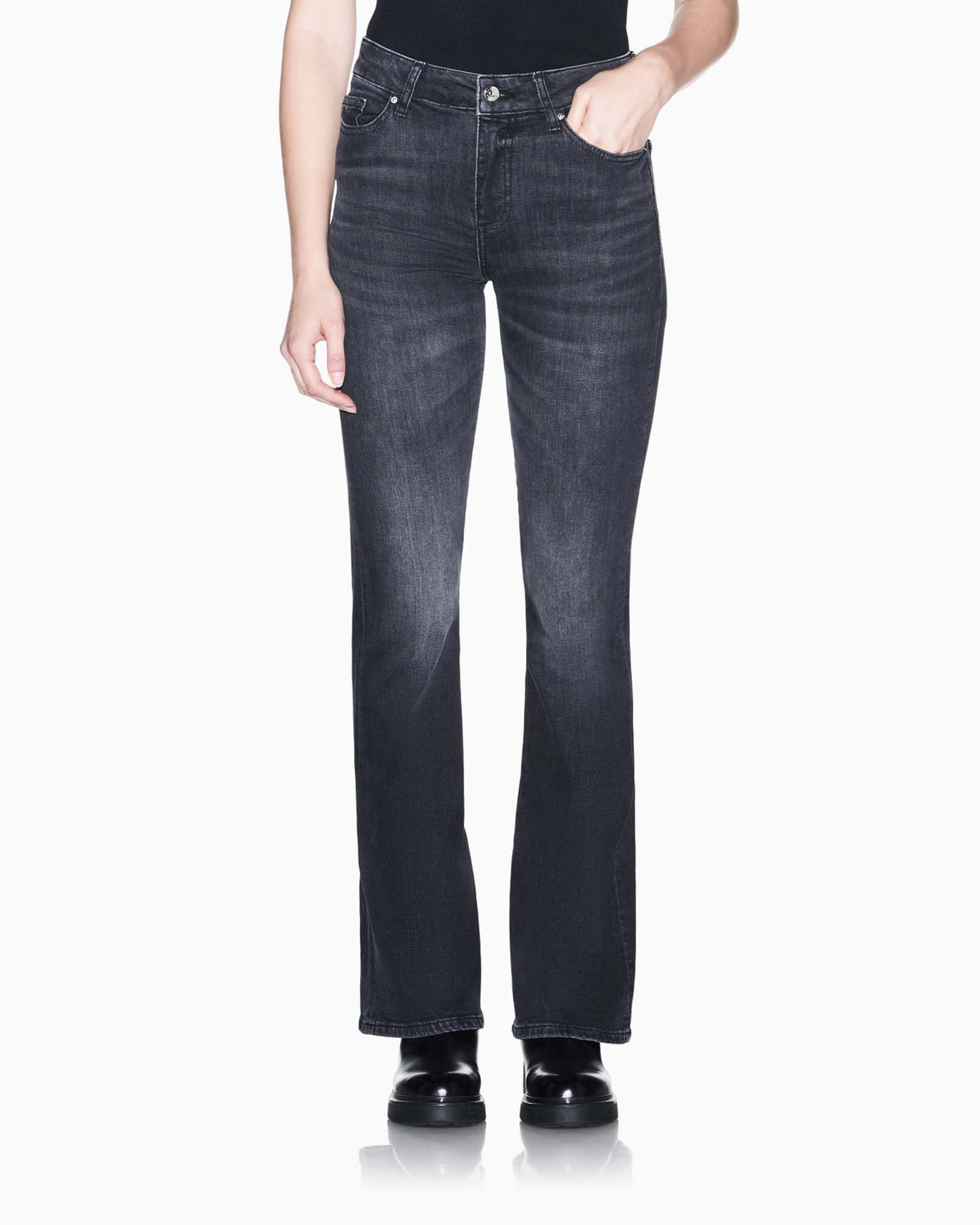 Jeans flare a vita alta Armani Exchange grigi in denim ultra stretch image