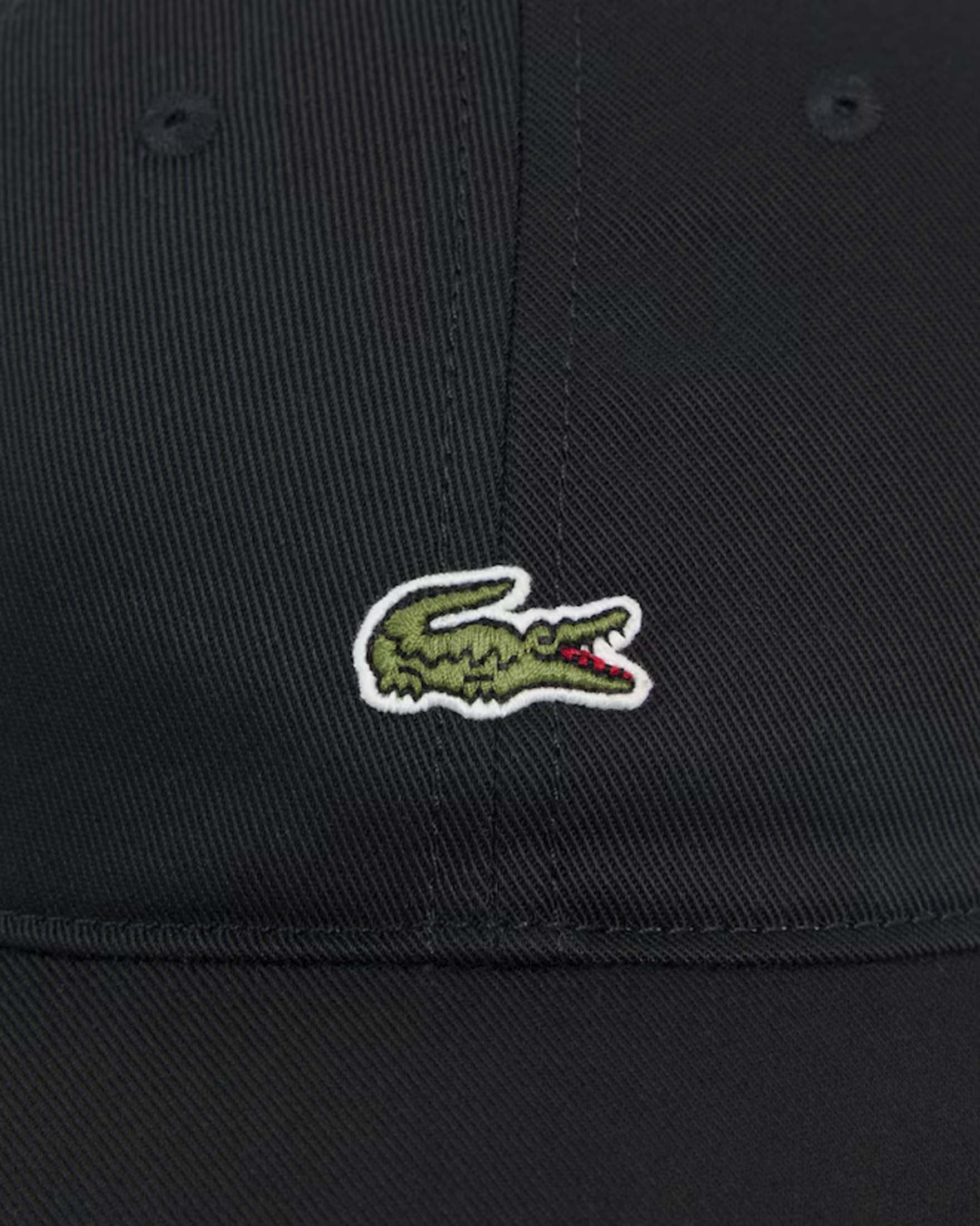 Cappello con visiera Lacoste nero in twill di puro cotone con coccodrillo ricamato a contrasto image