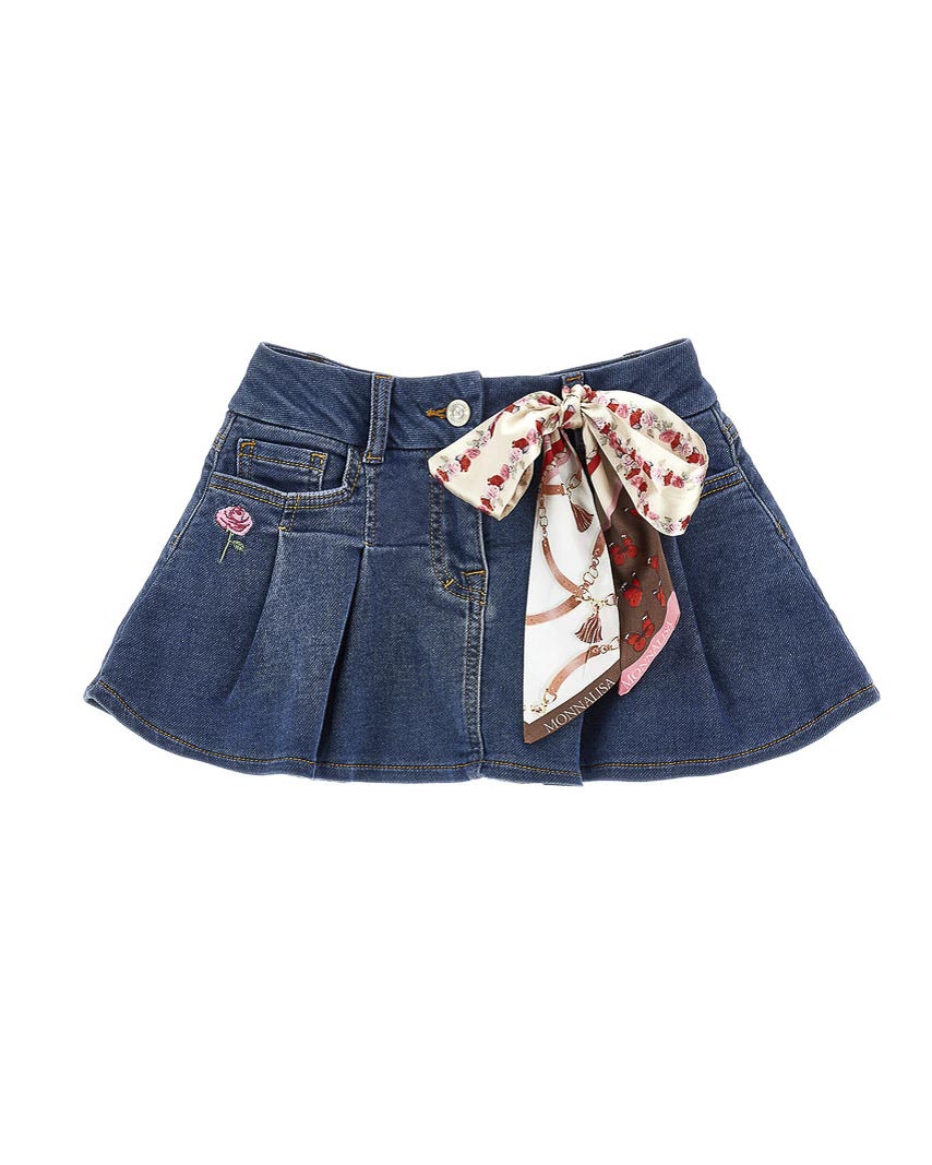 Minigonna in denim Monnalisa stile country con foulard