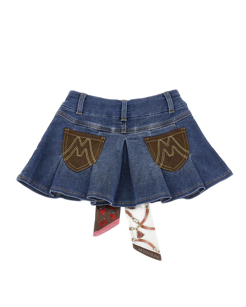 Minigonna in denim Monnalisa stile country con foulard image