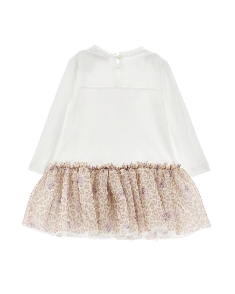 Abito in cotone Monnalisa con gonna in tulle leopardata image