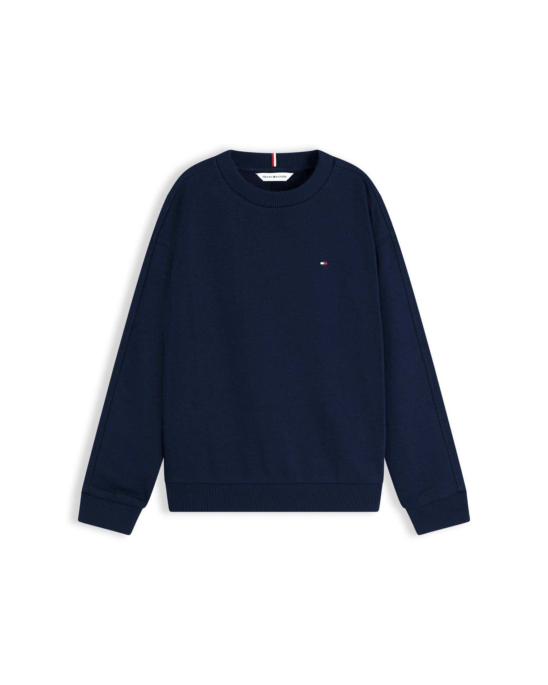 Felpa blu Tommy Hilfiger in puro cotone con mini bandiera logo