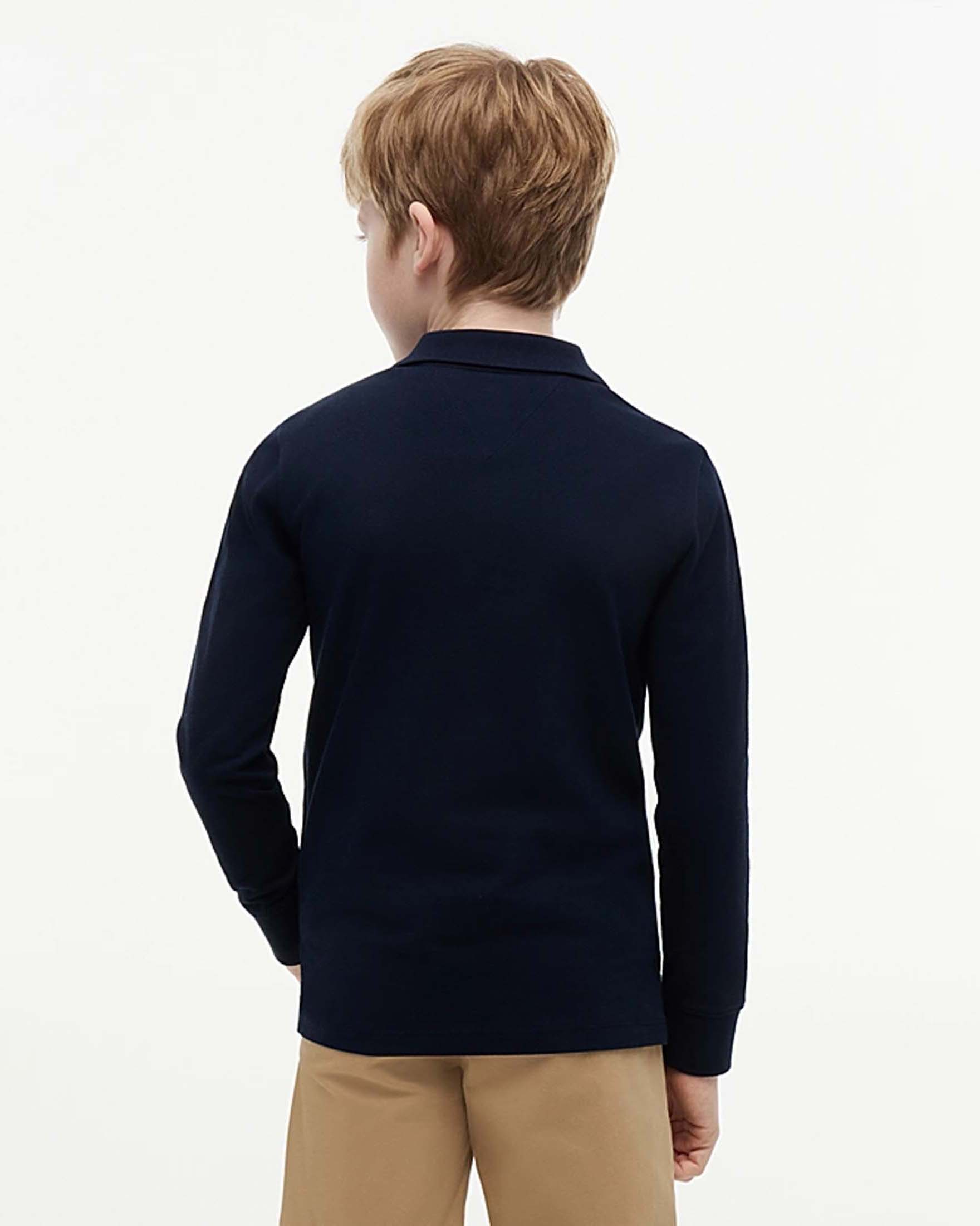 Polo Tommy Hilfiger blu in jersey di cotone a maniche lunghe image