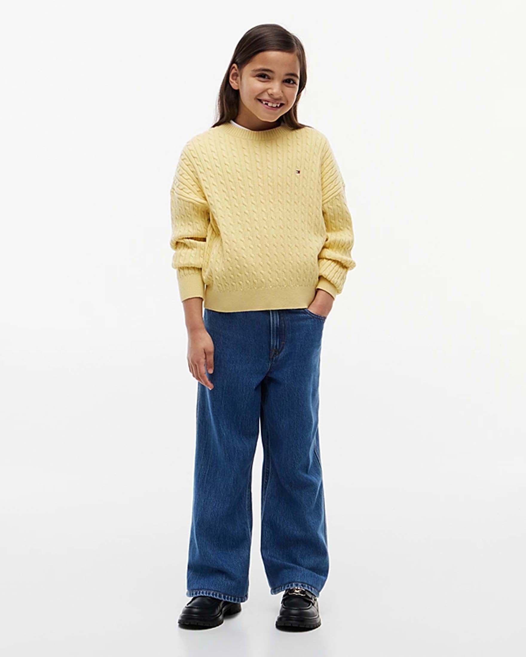 Jeans wide leg lavaggio scuro stone washed Tommy Hilfiger in cotone stretch