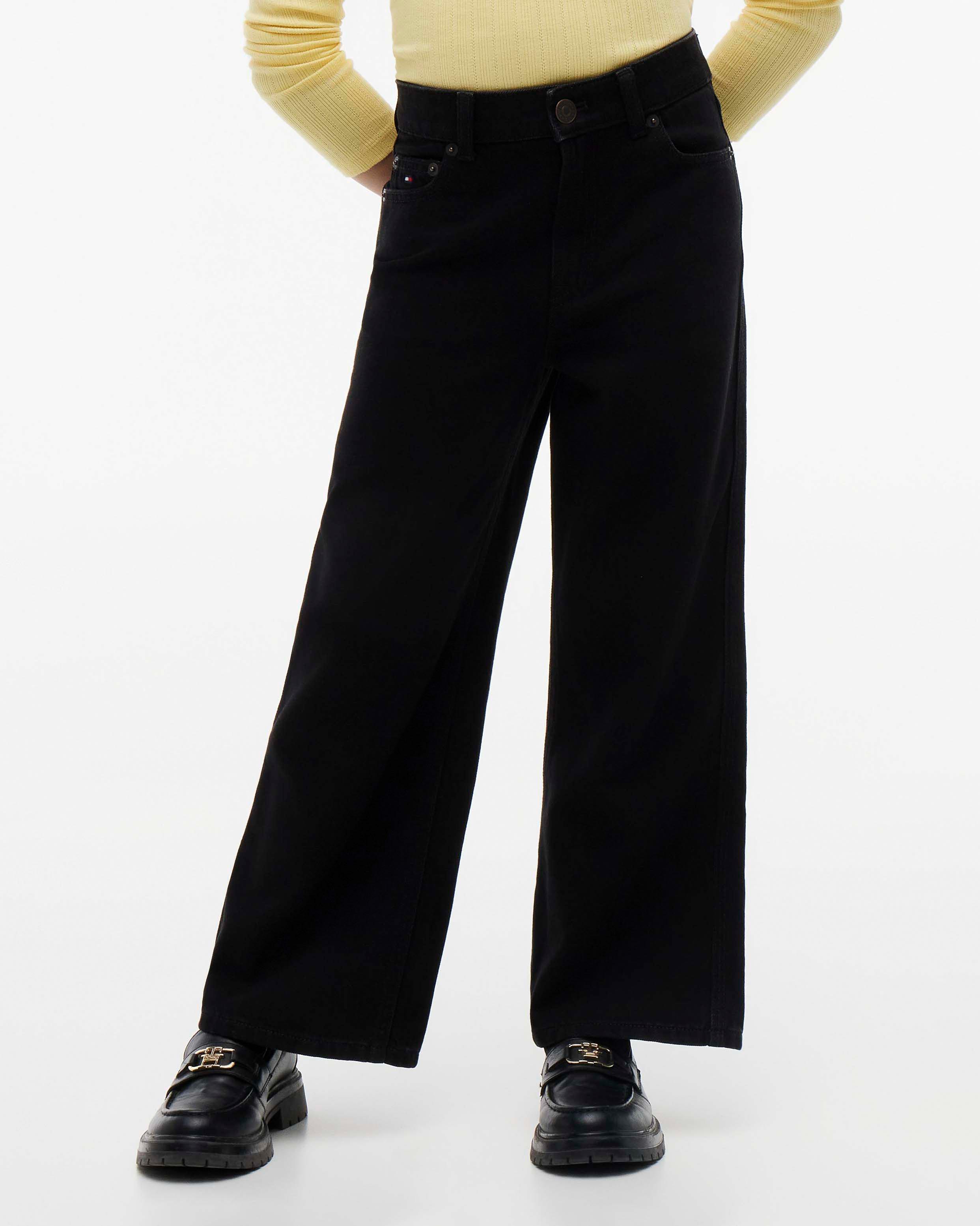 Jeans wide leg nero Tommy Hilfiger in cotone stretch