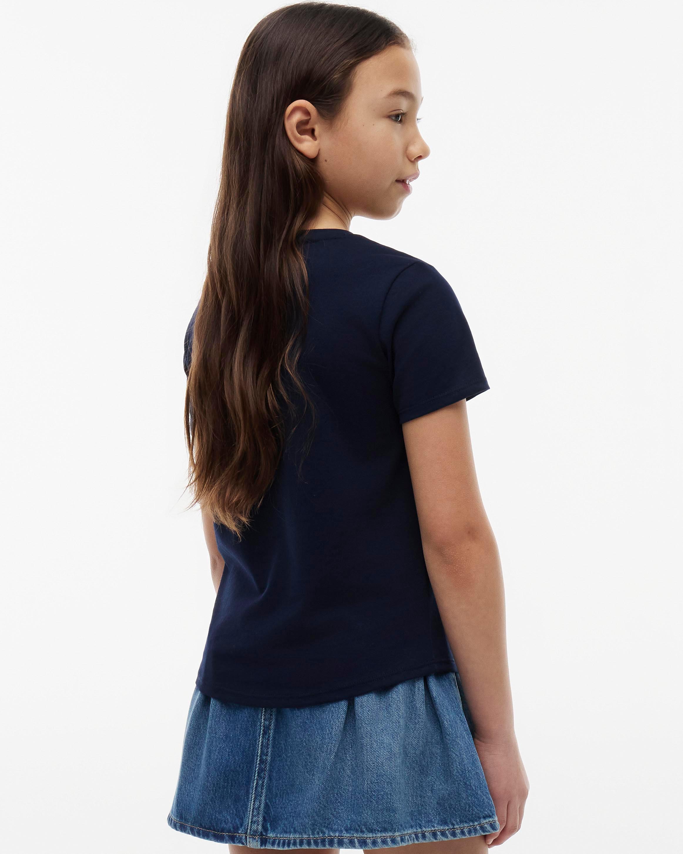 T-shirt blu Tommy Hilfiger in misto cotone con scritta logo bianca image