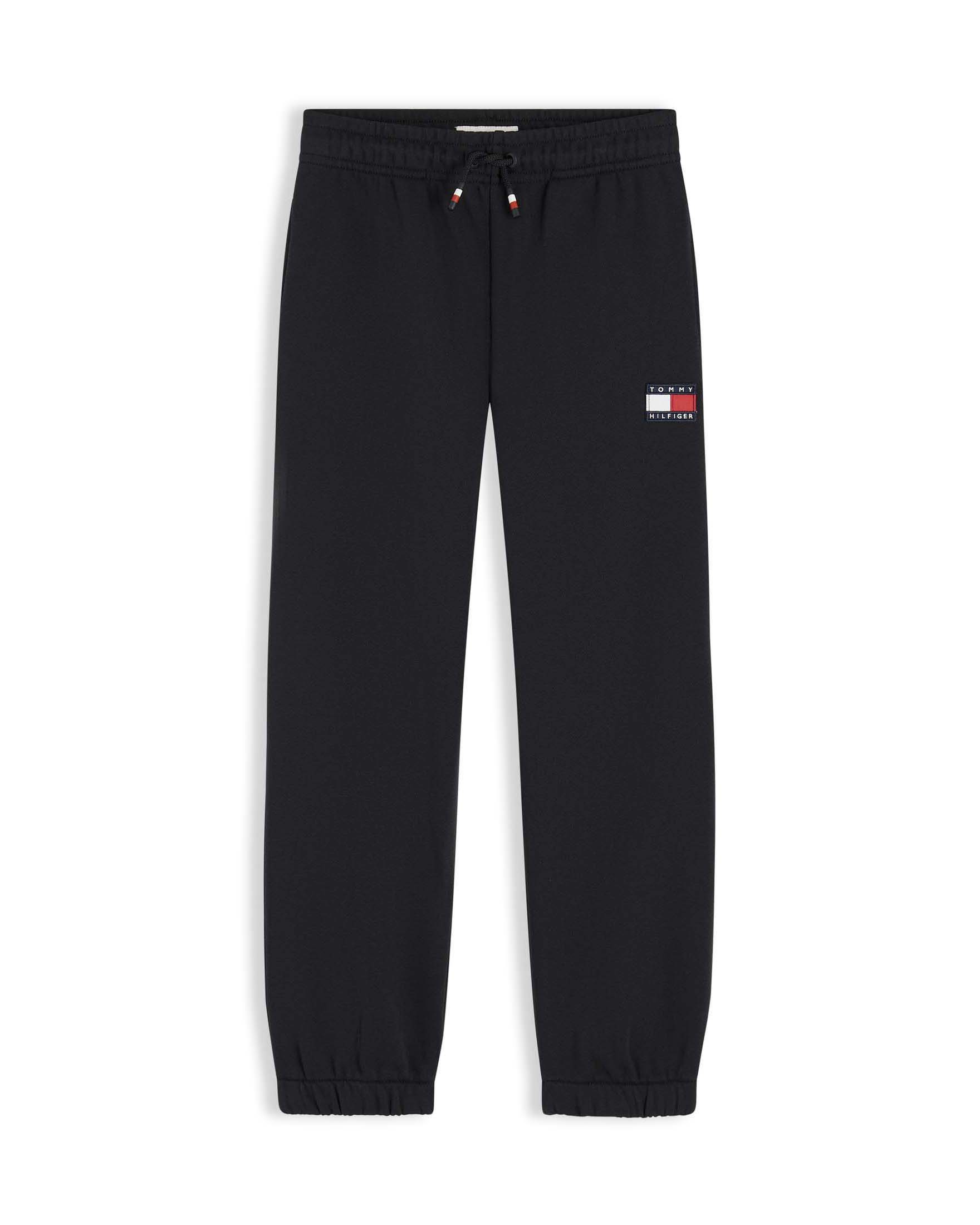 Pantalone jogger Tommy Hilfiger nero in felpa di puro cotone