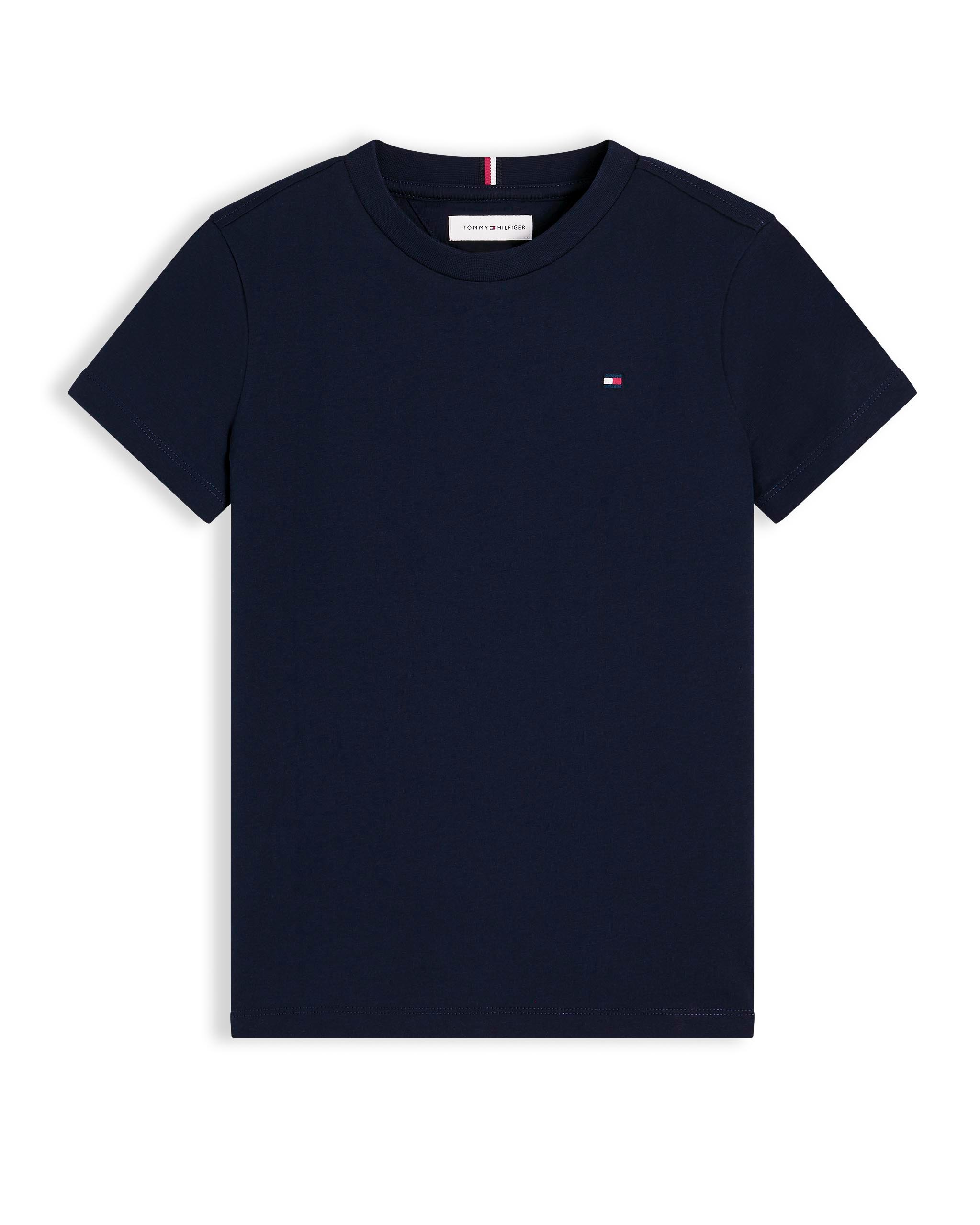 T-shirt blu Tommy Hilfiger in puro cotone con mini logo e scritta bianca image