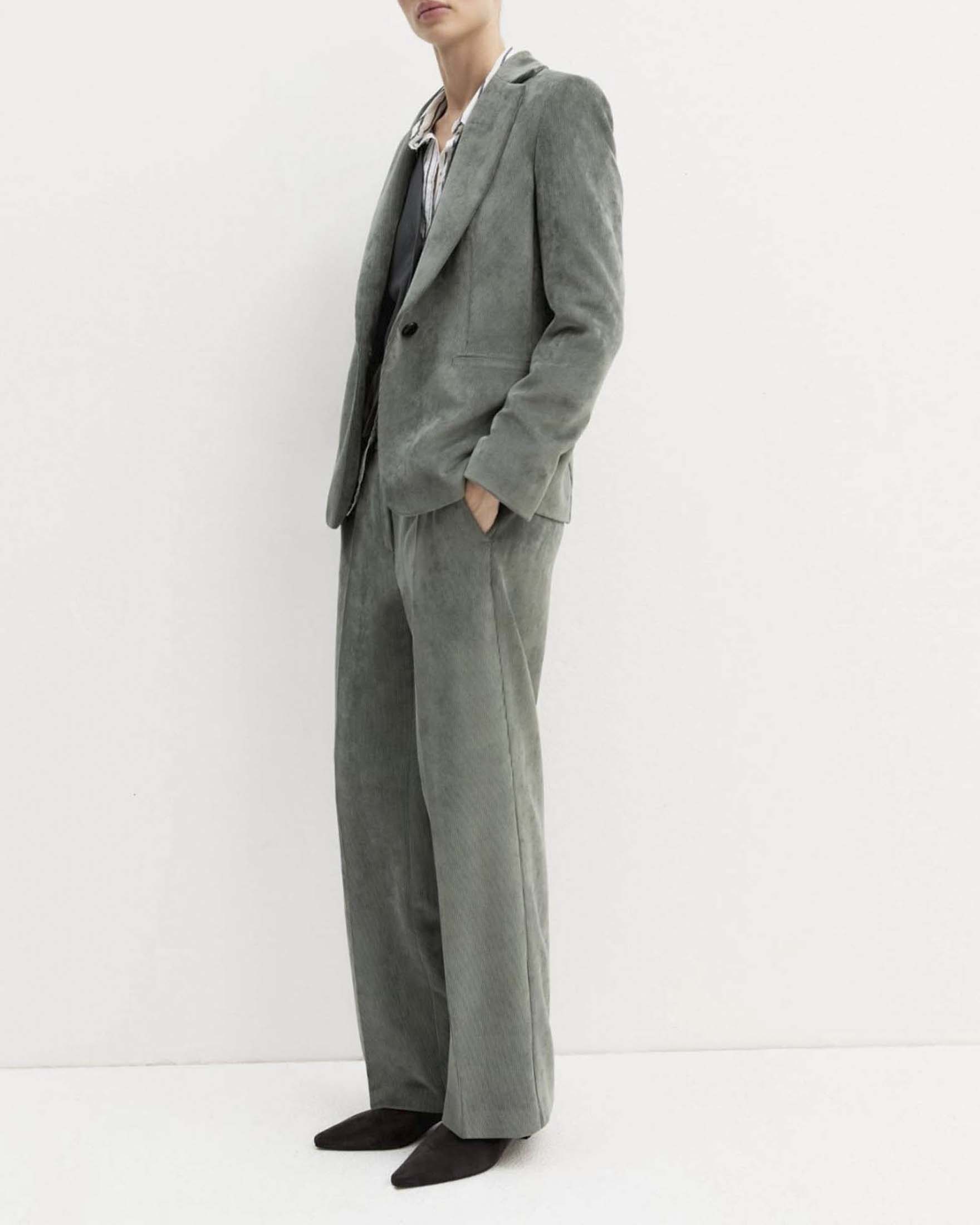 Blazer Emme Marella color salvia in velluto stretch con linea sartoriale image