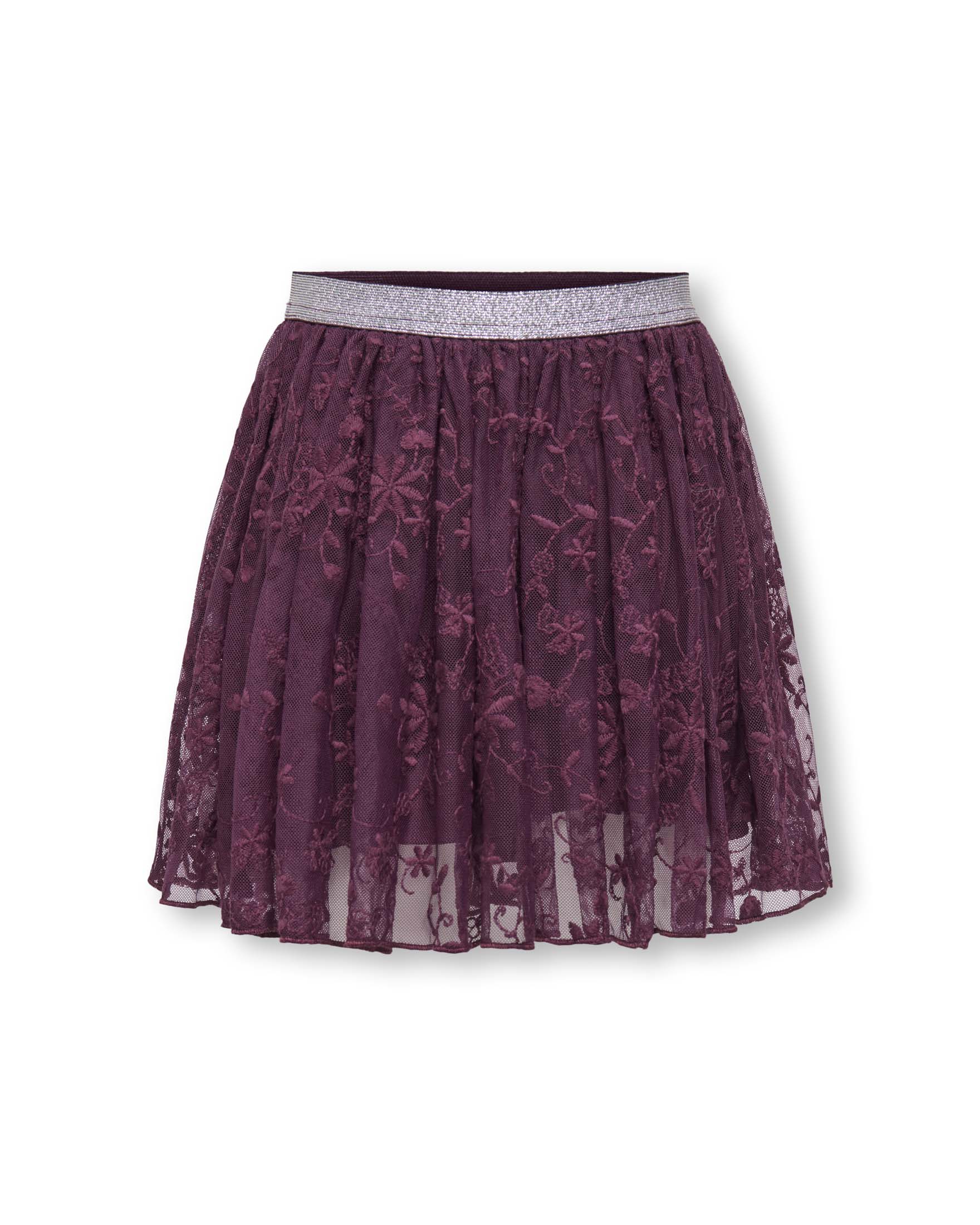 Gonna Kids Only bordeaux in tulle devoré con pizzo floreale