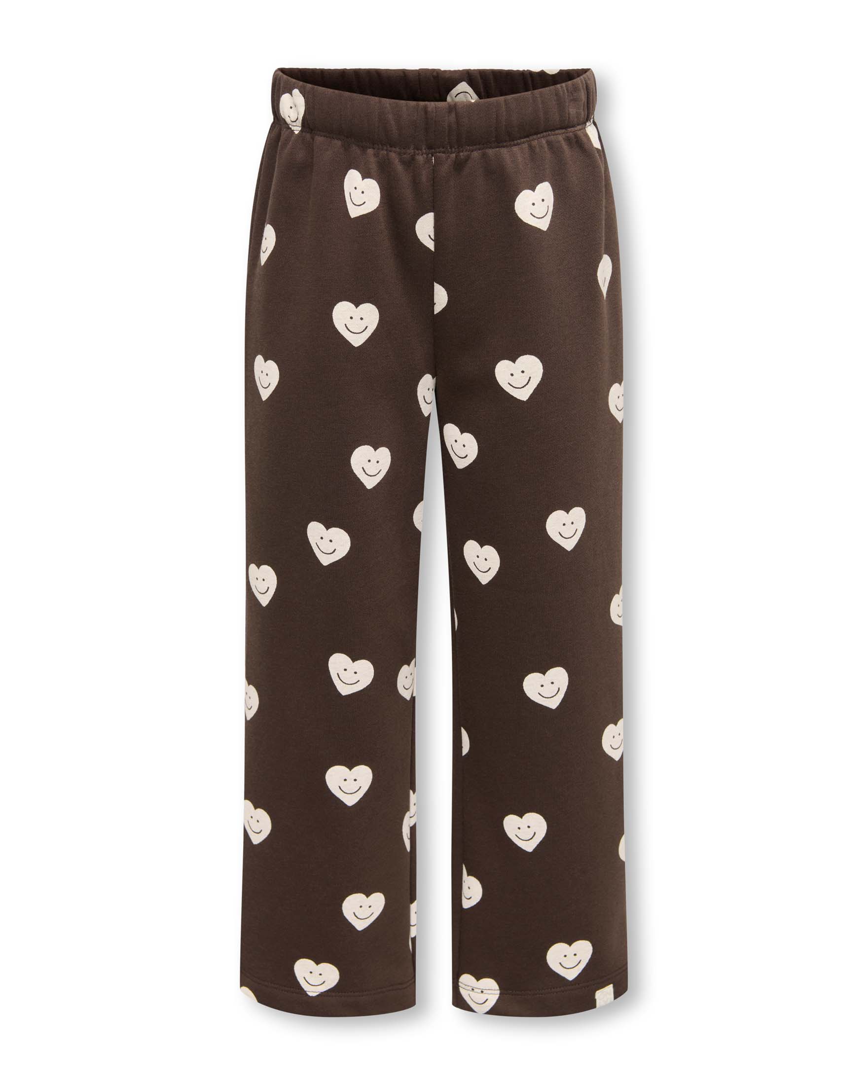Pantaloni Kids Only marroni in misto cotone con stampa di cuori bianchi