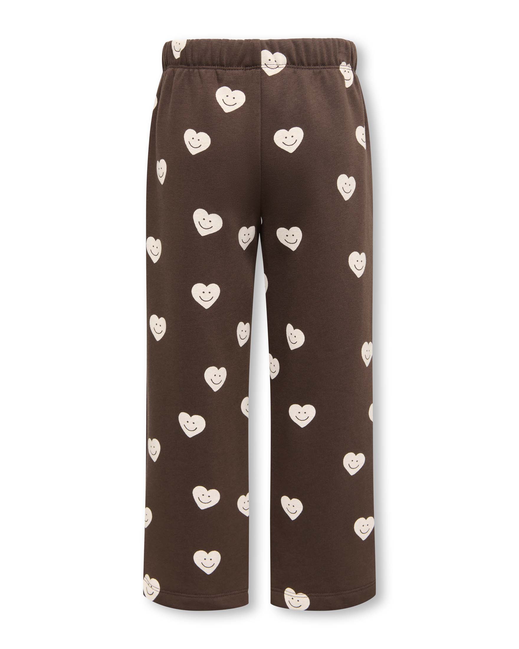Pantaloni Kids Only marroni in misto cotone con stampa di cuori bianchi image