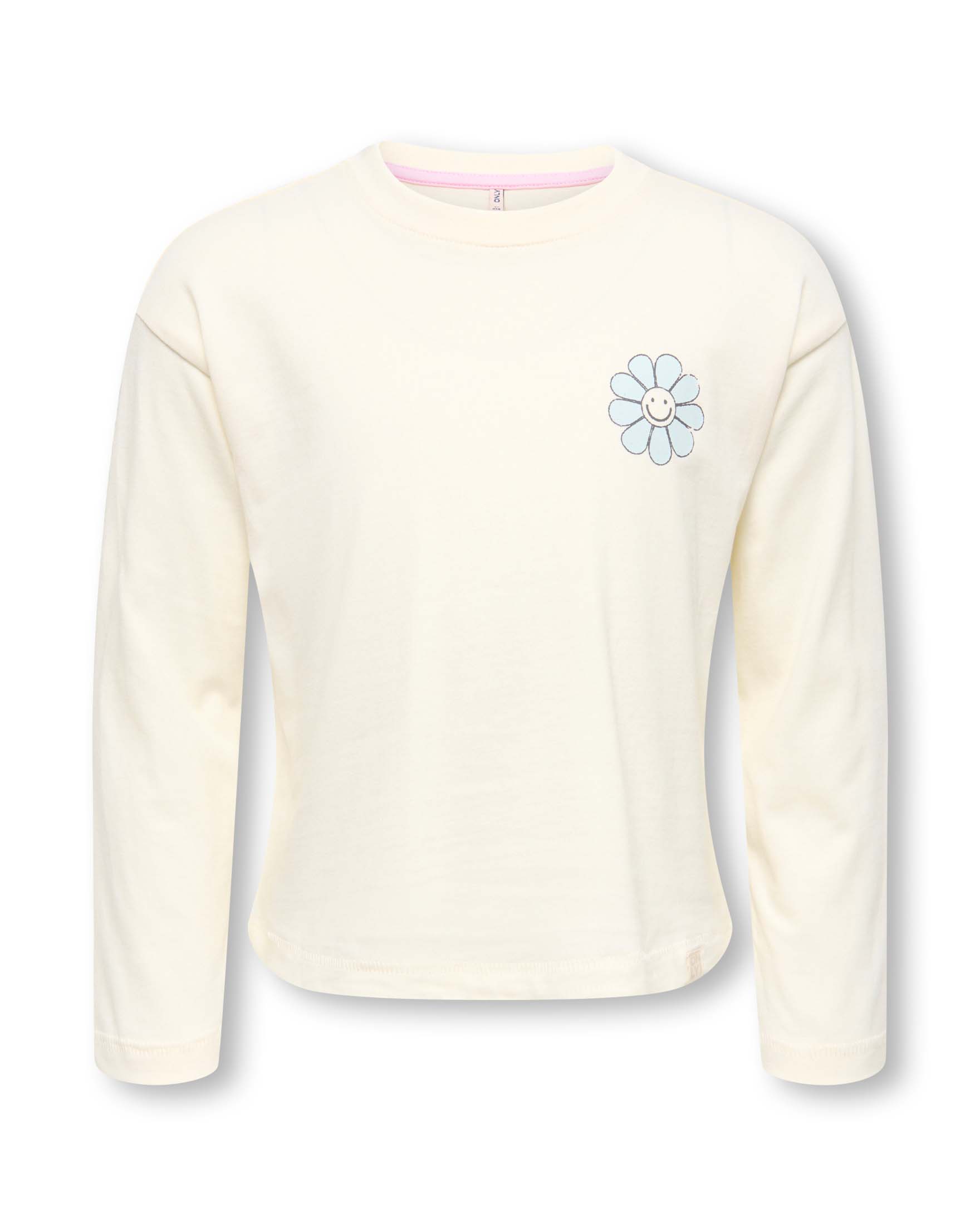 T-shirt a maniche lunghe Kids Only panna in cotone con stampa arcobaleno